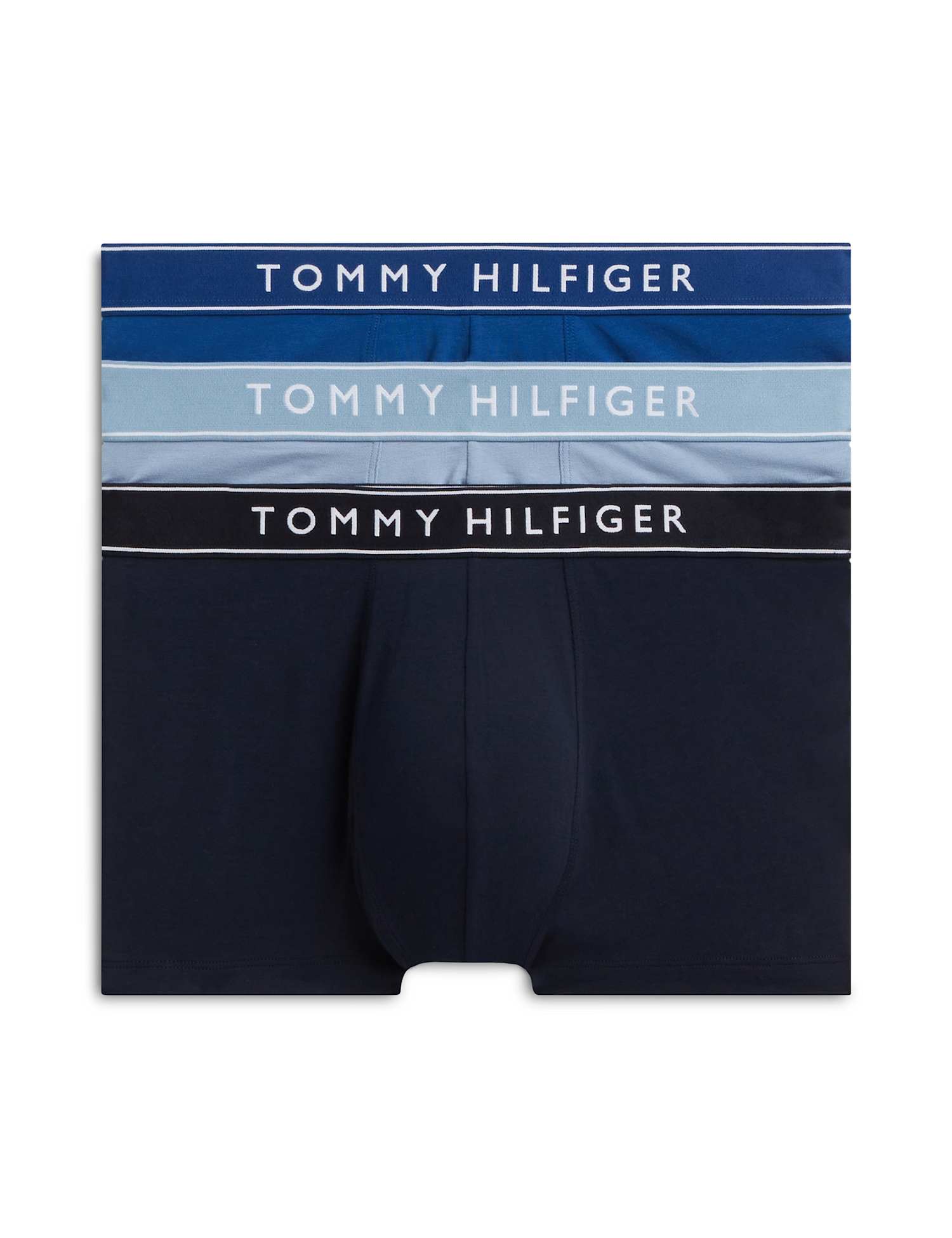 Tommy Hilfiger 3 Pack Everyday Essentials Cotton Rich Trunks Blue Mix
