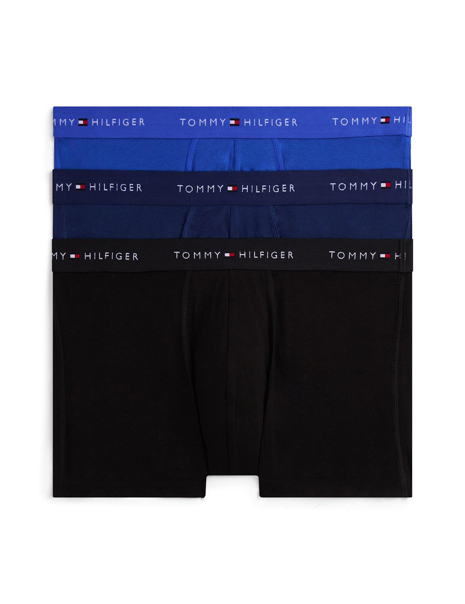 Tommy Hilfiger 3 Pack Cotton Rich Trunks Blue Mix