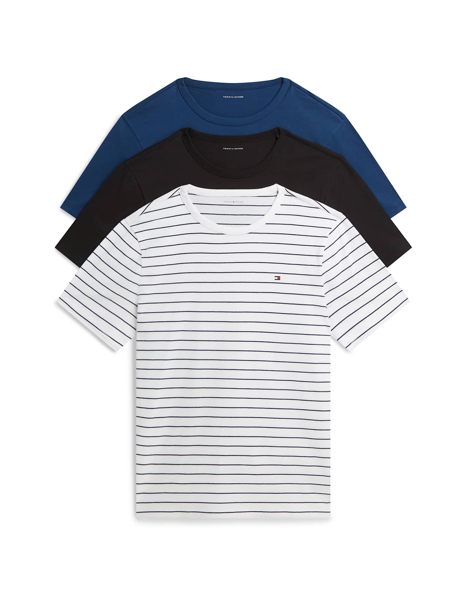 Tommy Hilfiger 3 Pack Pure Cotton T-Shirts Blue Mix