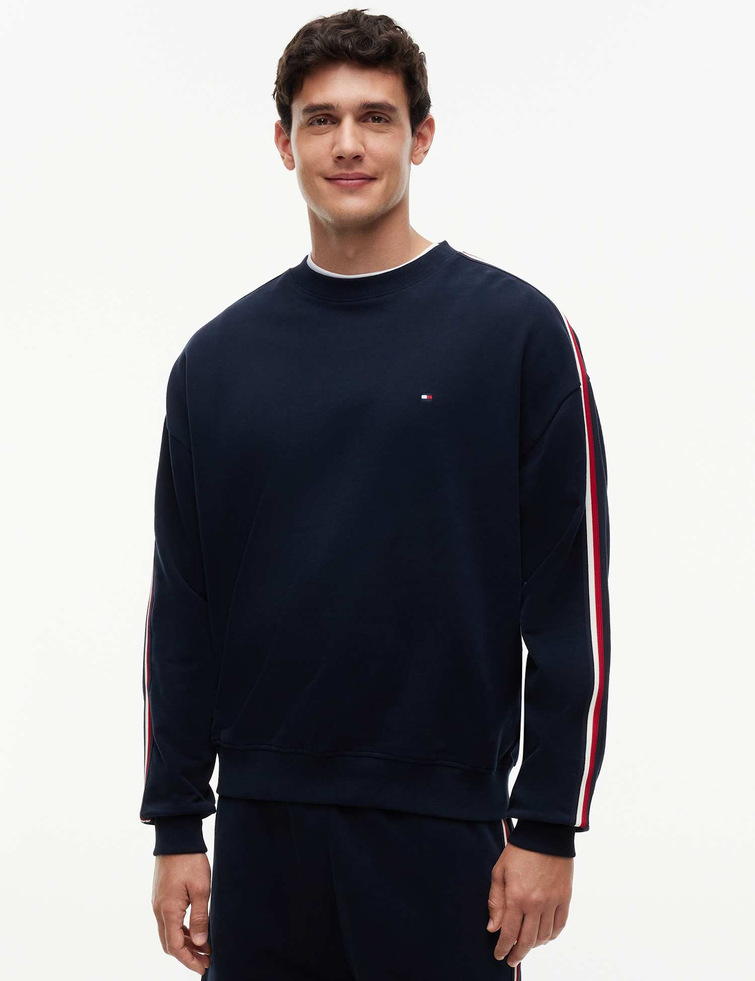 Tommy Hilfiger Pure Cotton Global Stripe Sweatshirt Navy