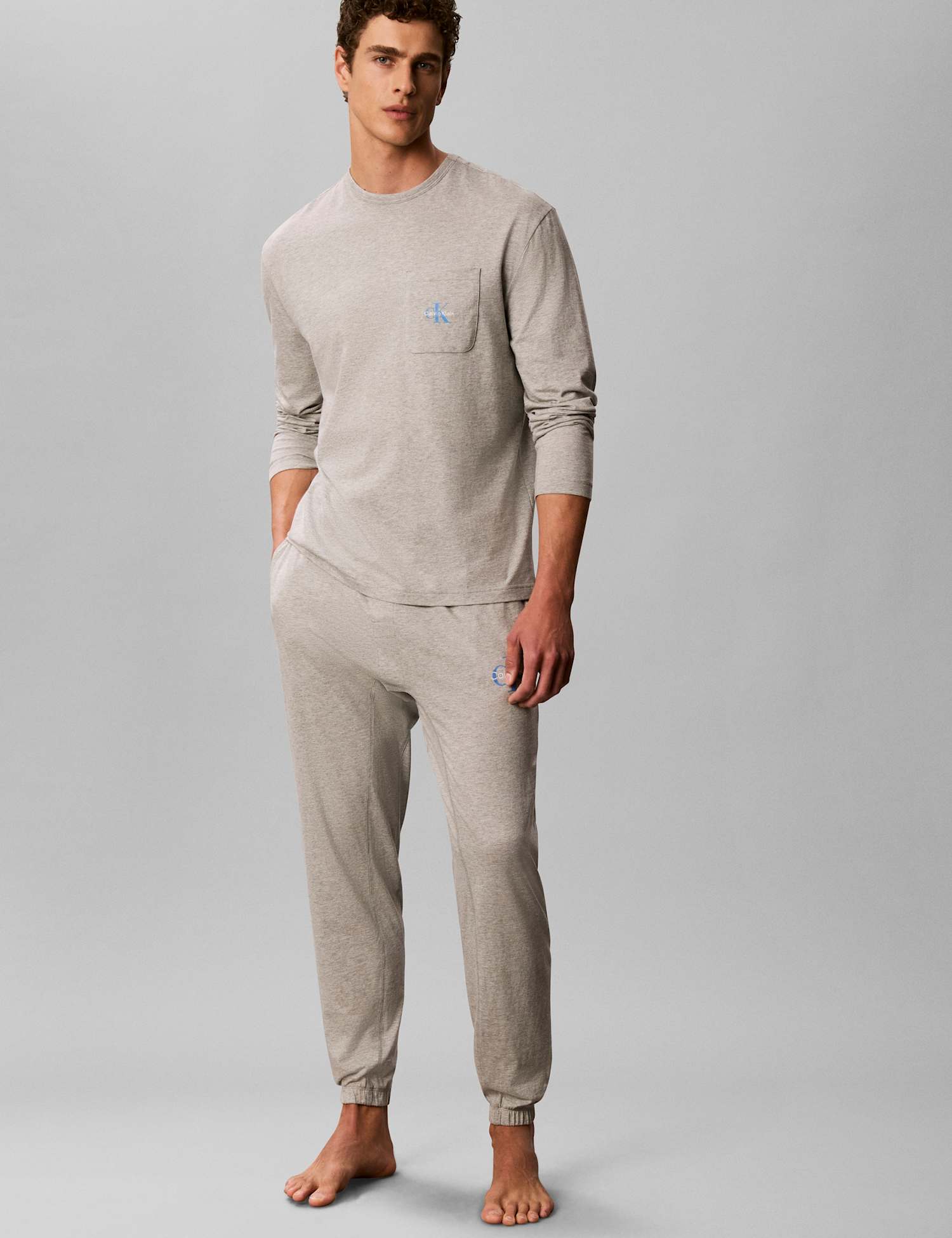 Calvin Klein Cotton Rich Monogram Loungewear Set Grey