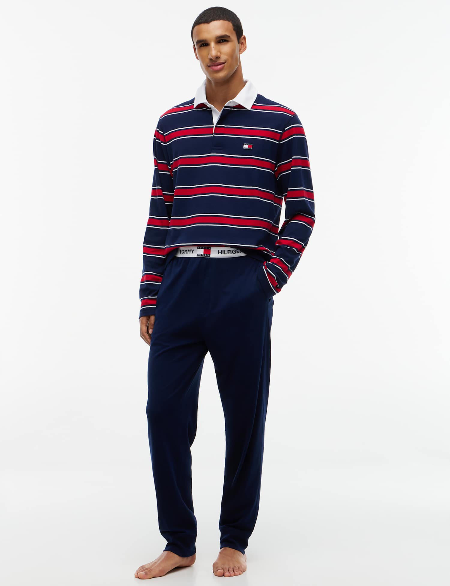 Tommy Hilfiger Pure Cotton Rugby Pyjama Set Navy Mix