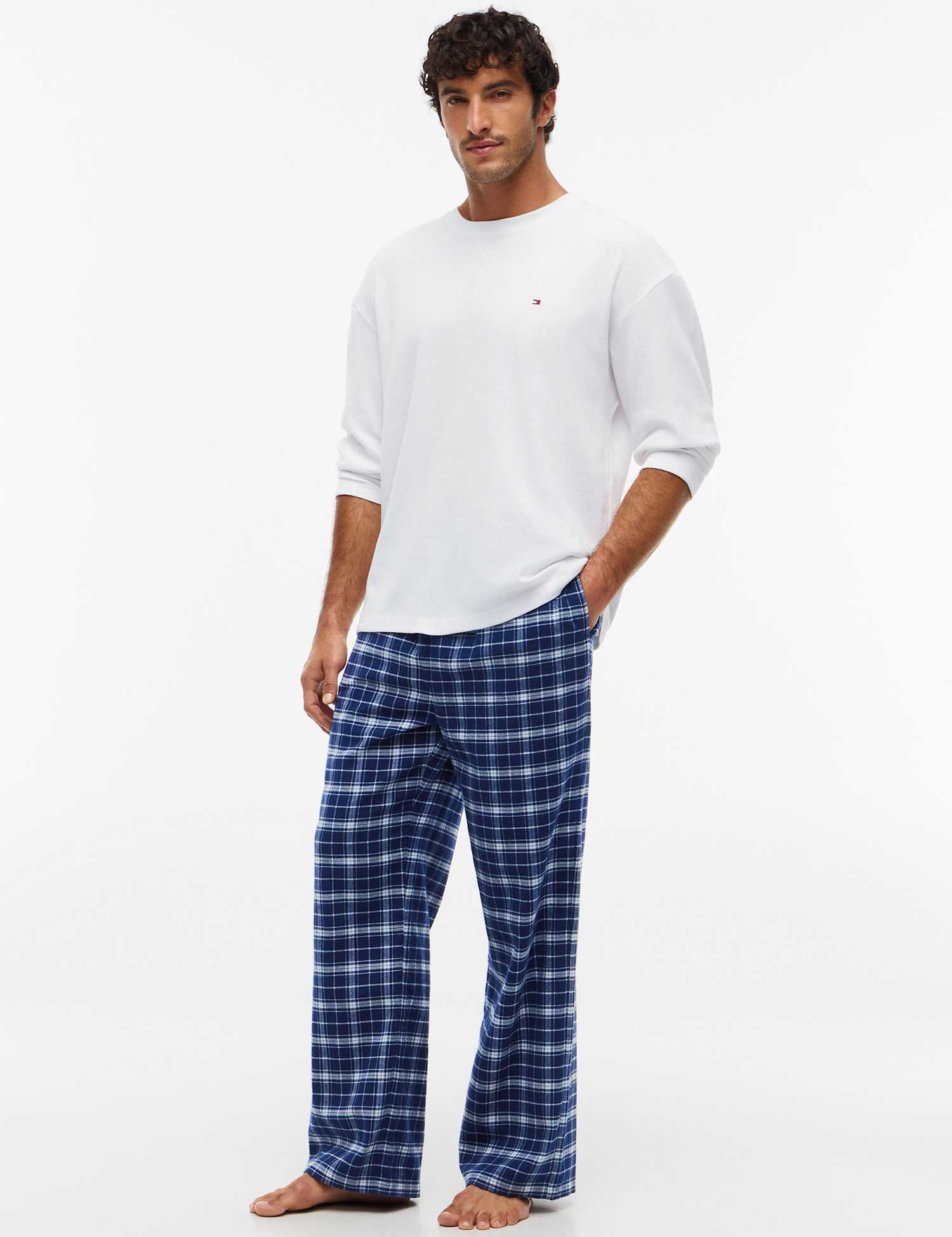Tommy Hilfiger Pure Cotton Waffle Pyjama Top Blue Mix
