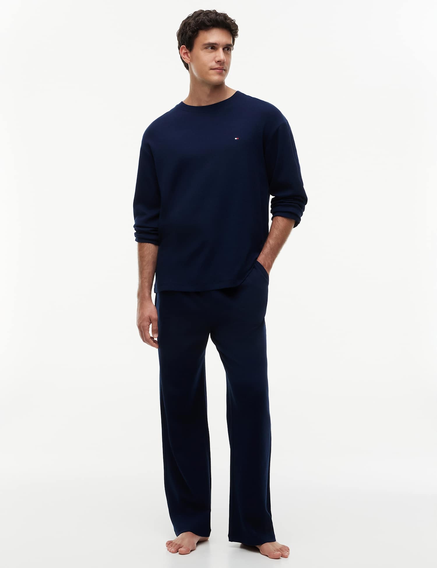 Tommy Hilfiger Original Pure Cotton Waffle Pyjama Set Navy