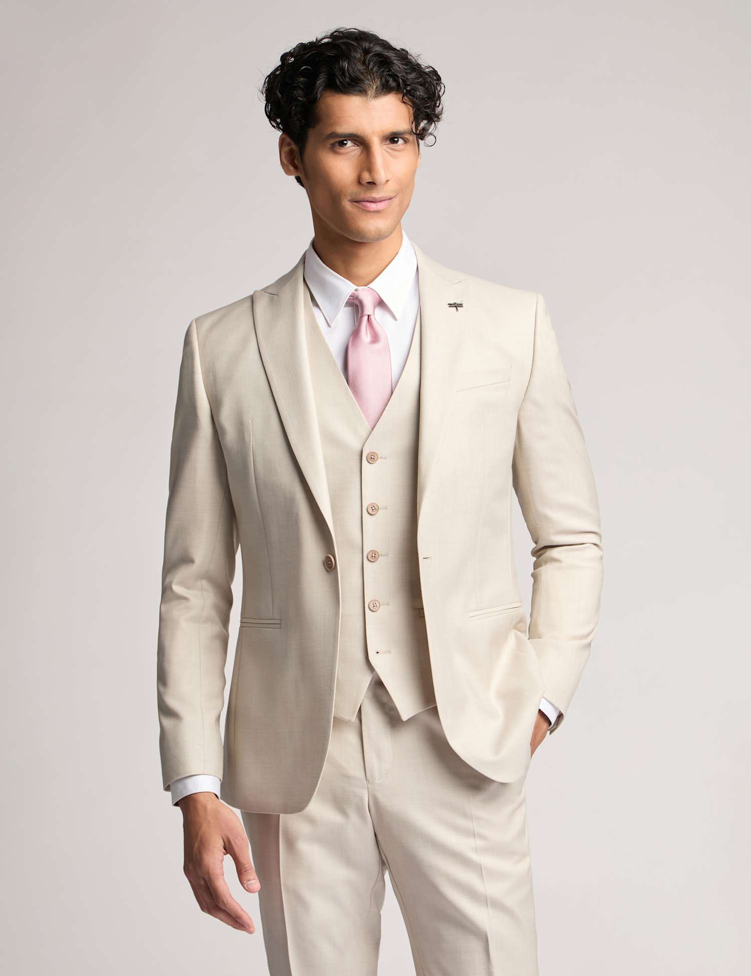 Ted Baker Slim Fit Wool Rich Single Breasted Jacket Stone