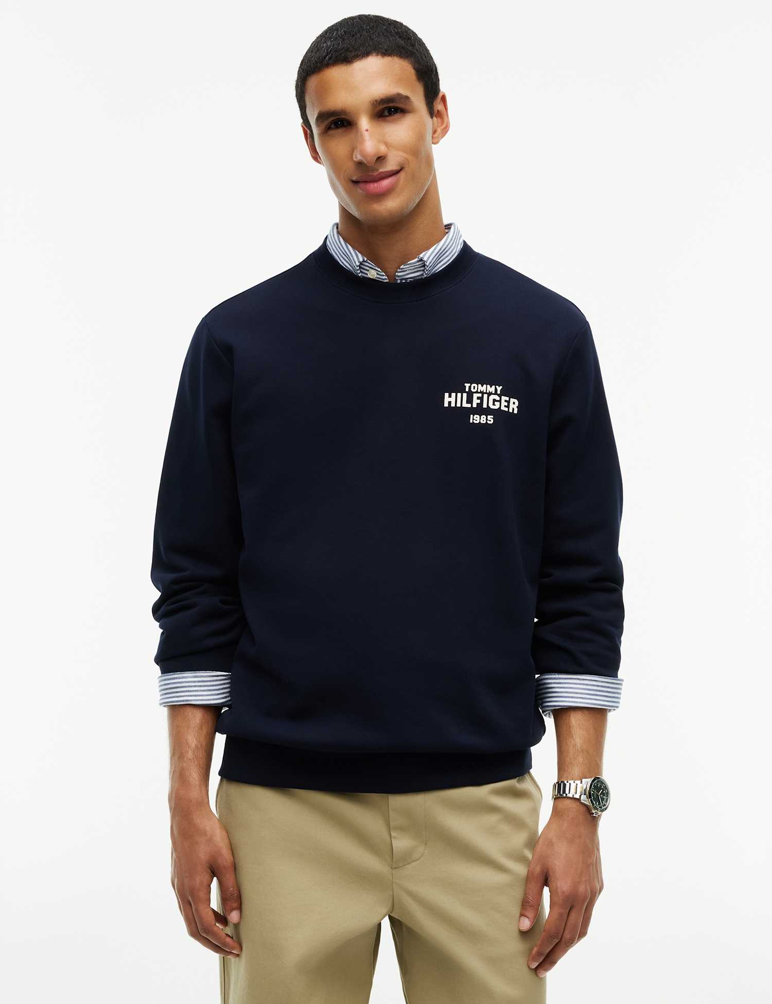 Tommy Hilfiger Pure Cotton Crew Neck Sweatshirt Navy