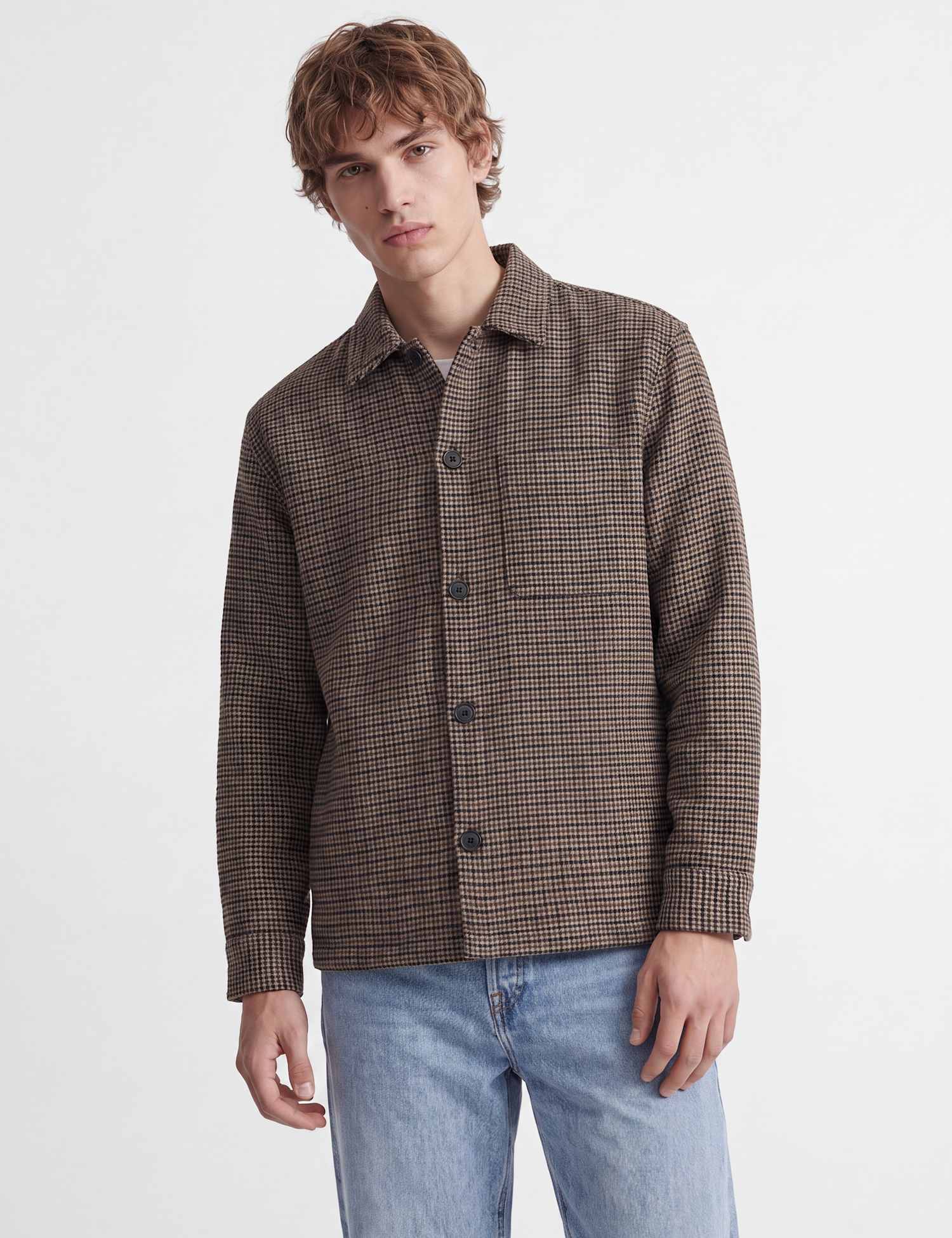 JACK & JONES Regular Fit Checked Overshirt Brown Mix
