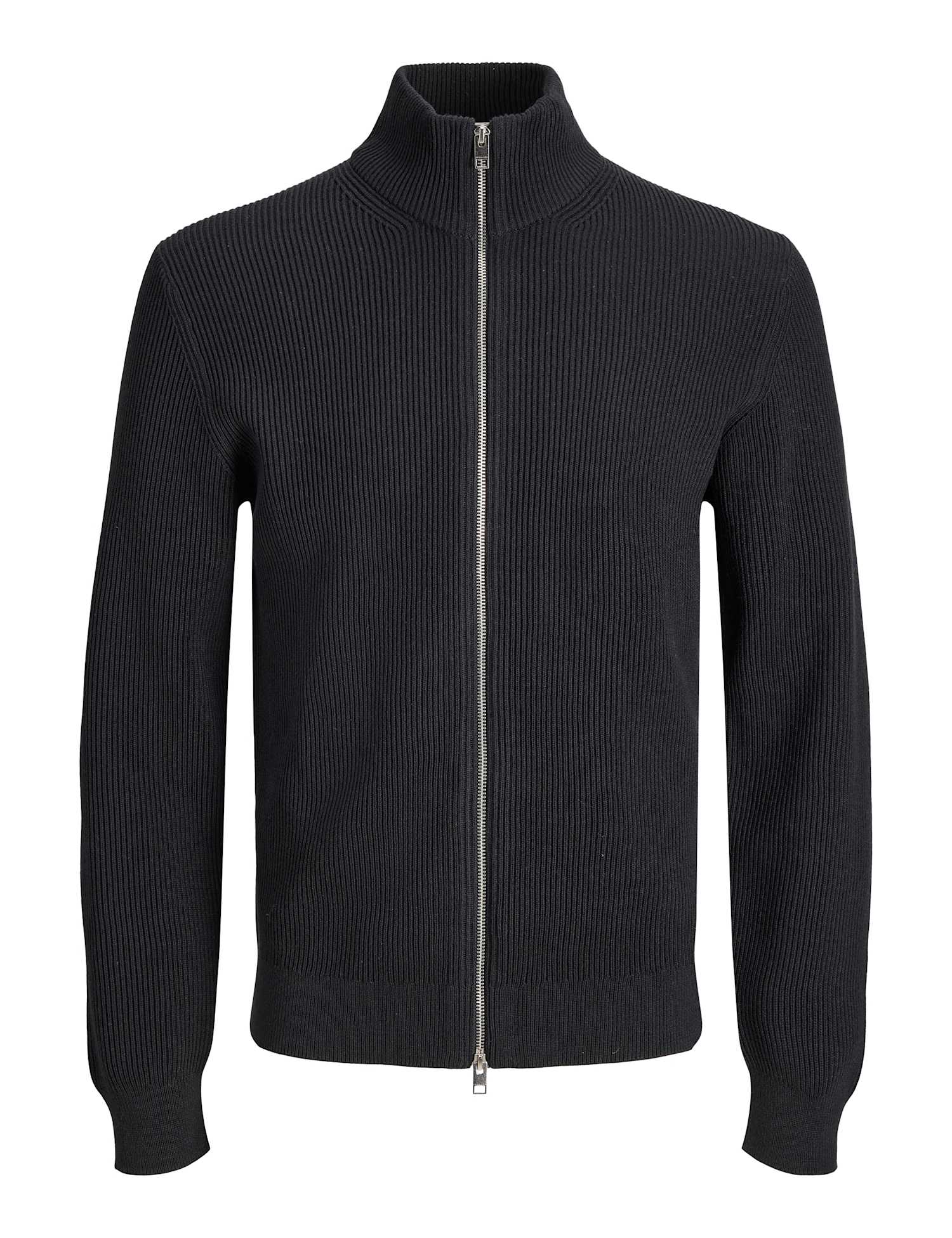 JACK & JONES Ribbed Funnel Neck Cardigan Black