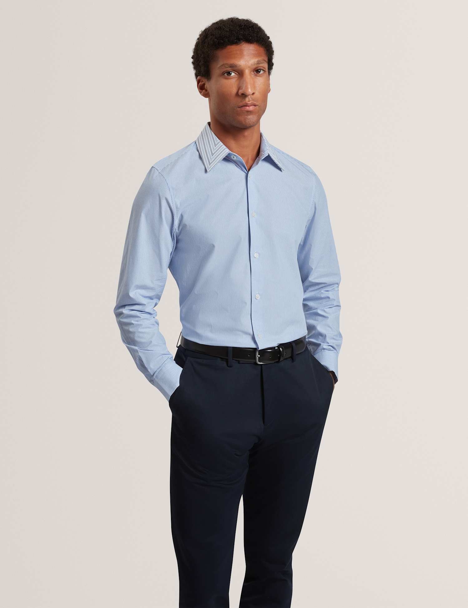 Ted Baker Regular Fit Pure Cotton Mixed Stripe Shirt Blue