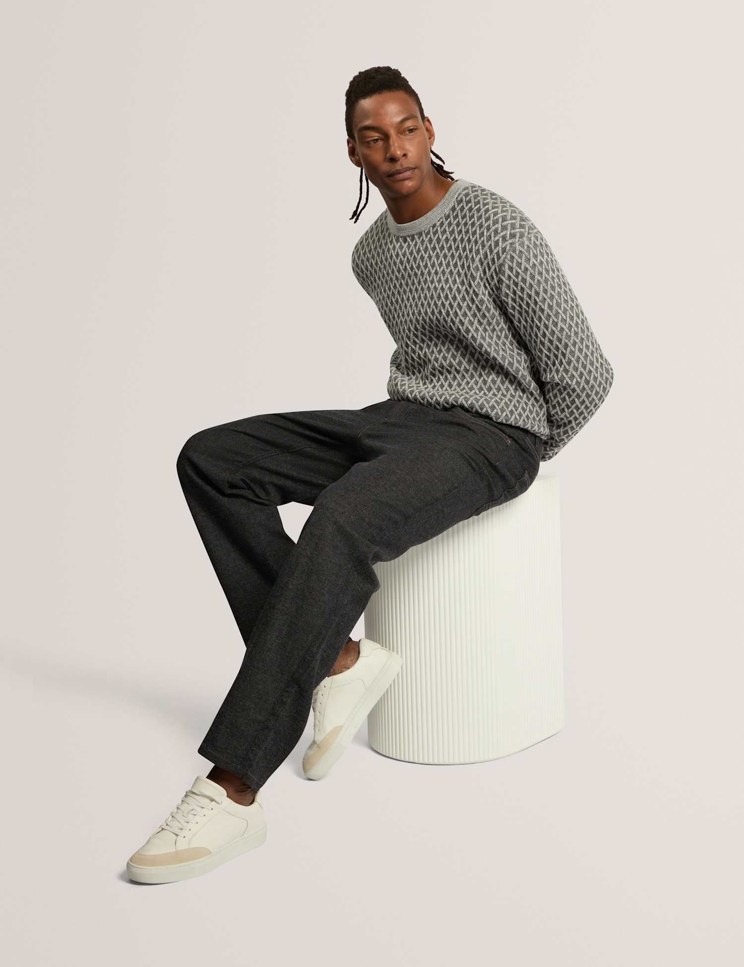 Ted Baker Straight Leg Wool Blend Trousers Navy