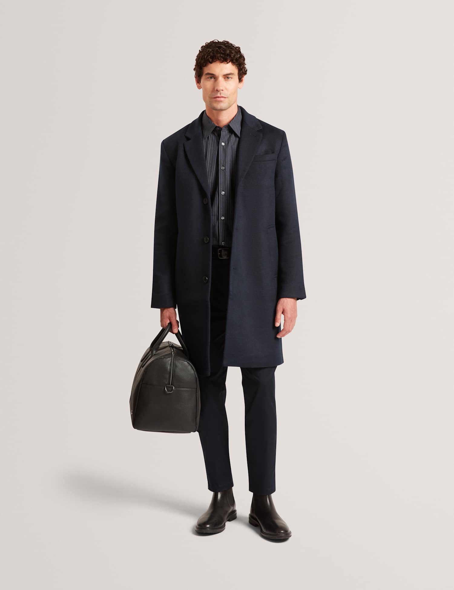 Ted Baker Wool Rich Overcoat Navy