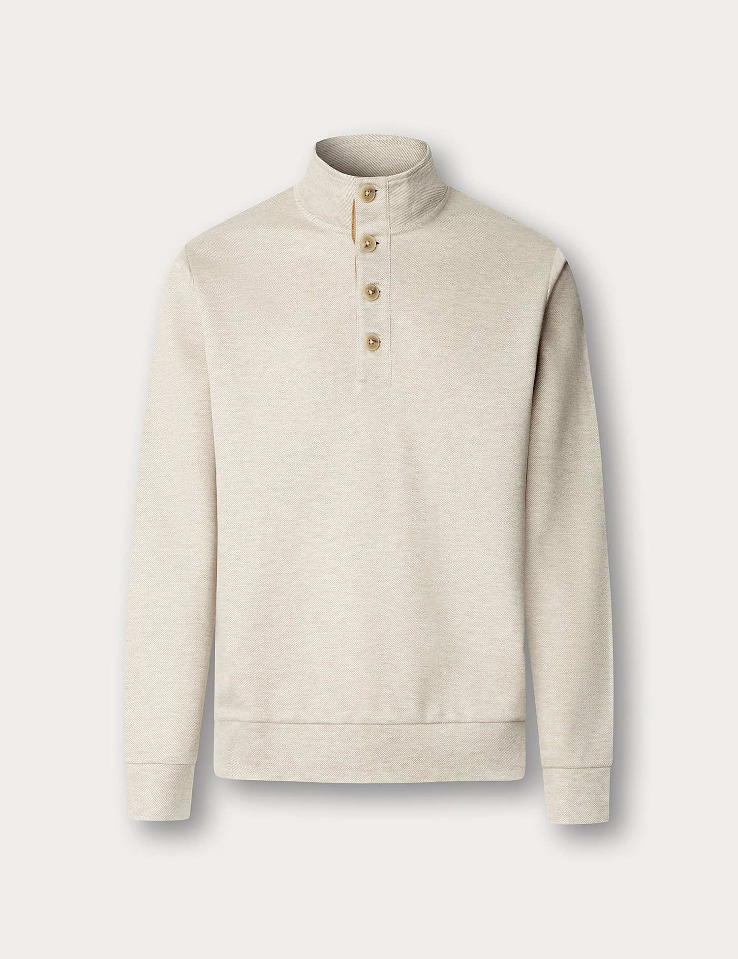 Hackett Pure Cotton Half Placket Sweatshirt Beige