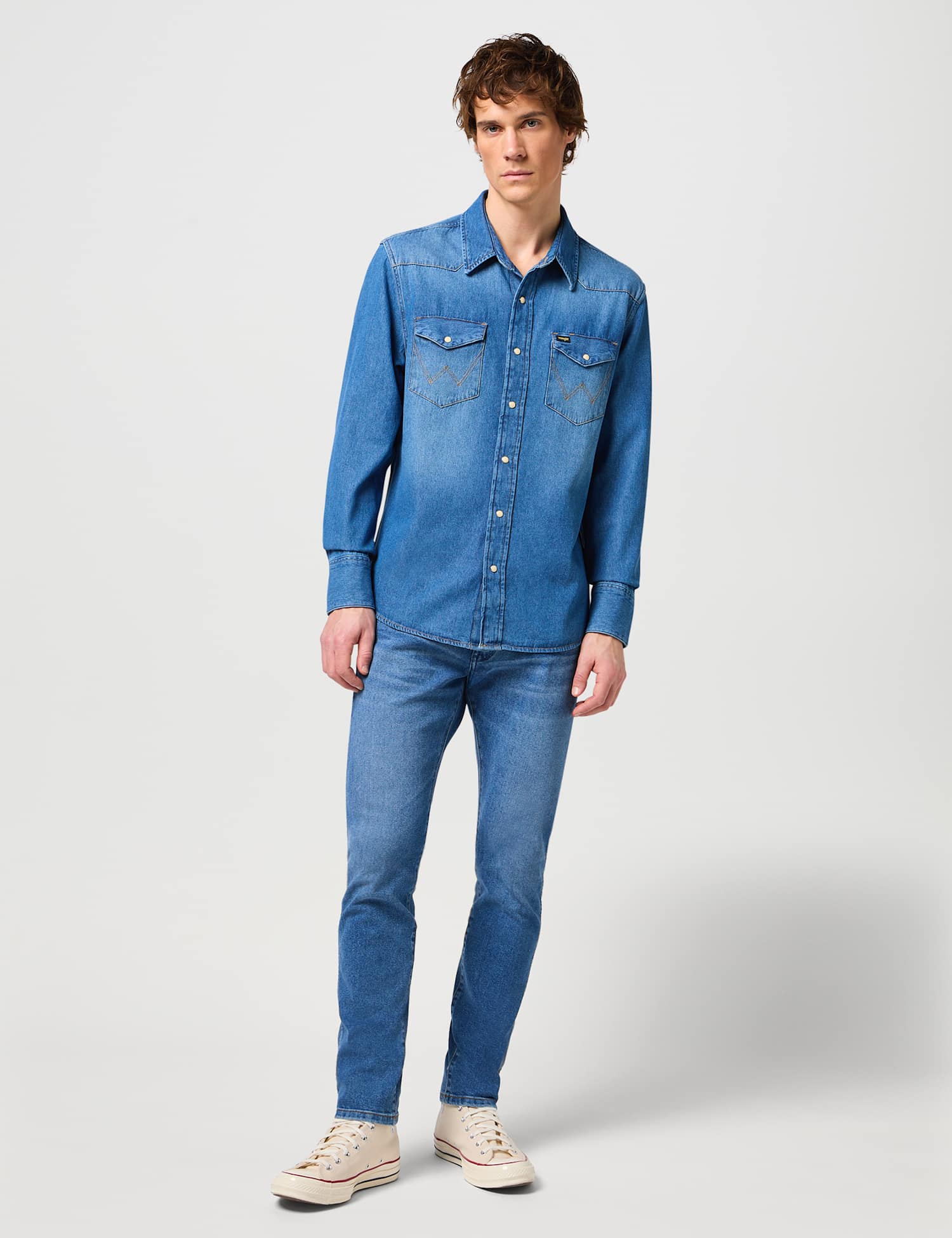 Wrangler Regular Fit Denim Shirt Blue Denim