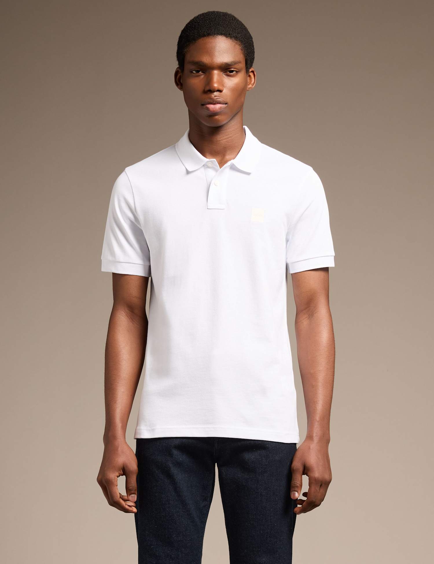 Boss Passenger Cotton Rich Pique Polo Shirt White