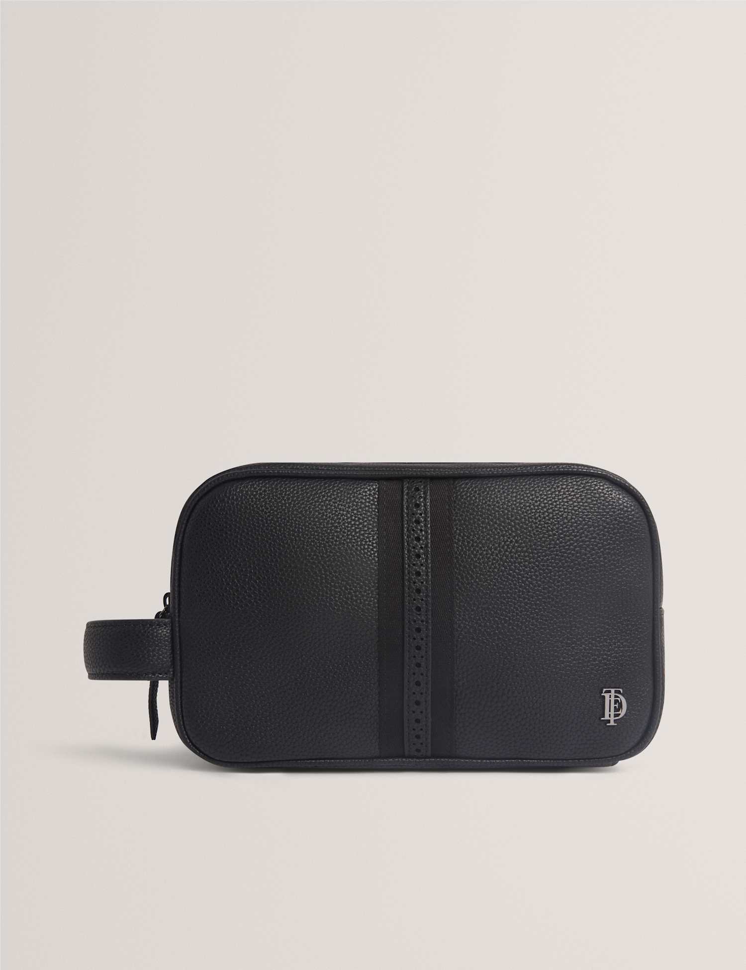 Ted Baker Faux Leather Brogue Detail Wash Bag Black