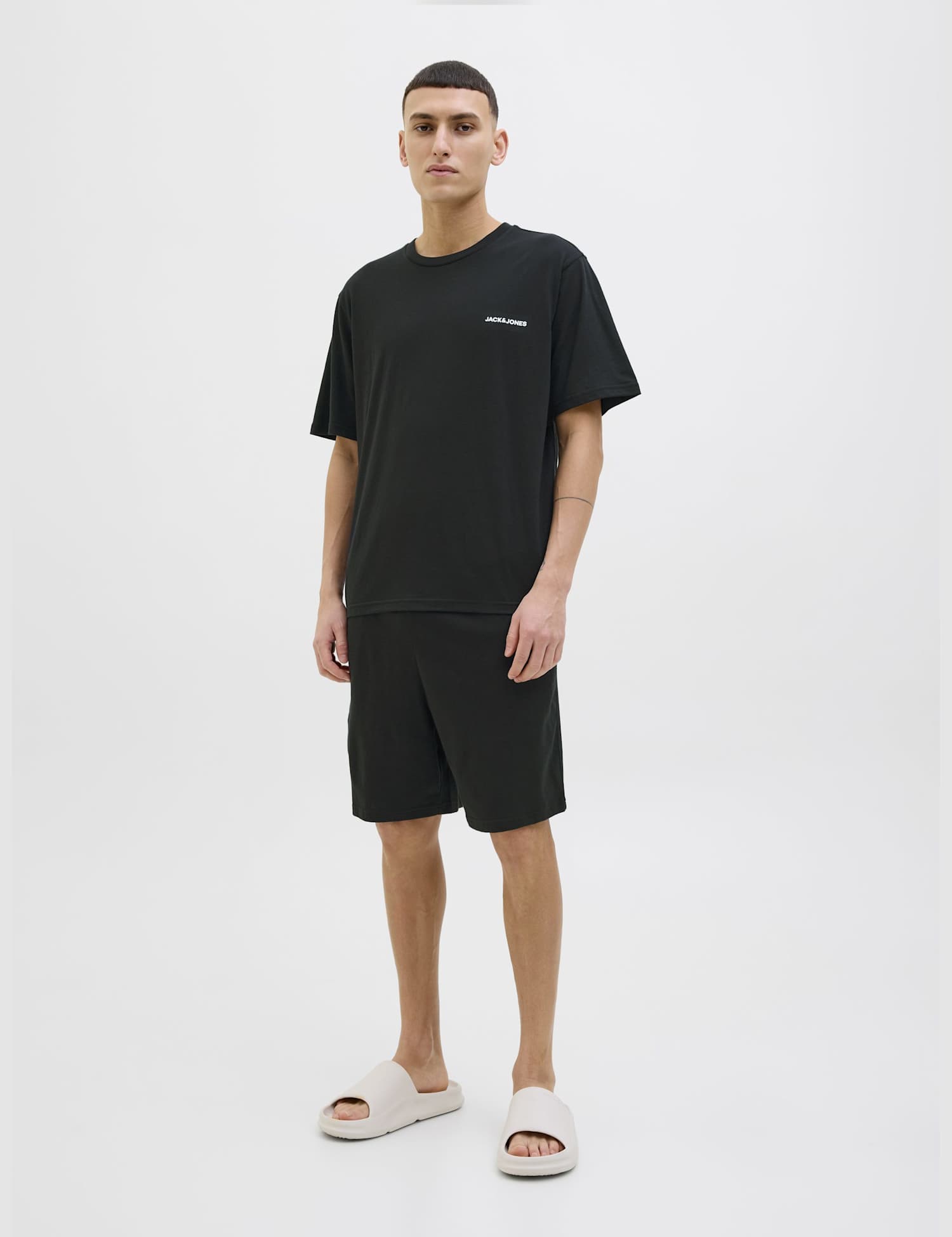JACK & JONES Cotton Rich Elasticated Pyjama Set Black