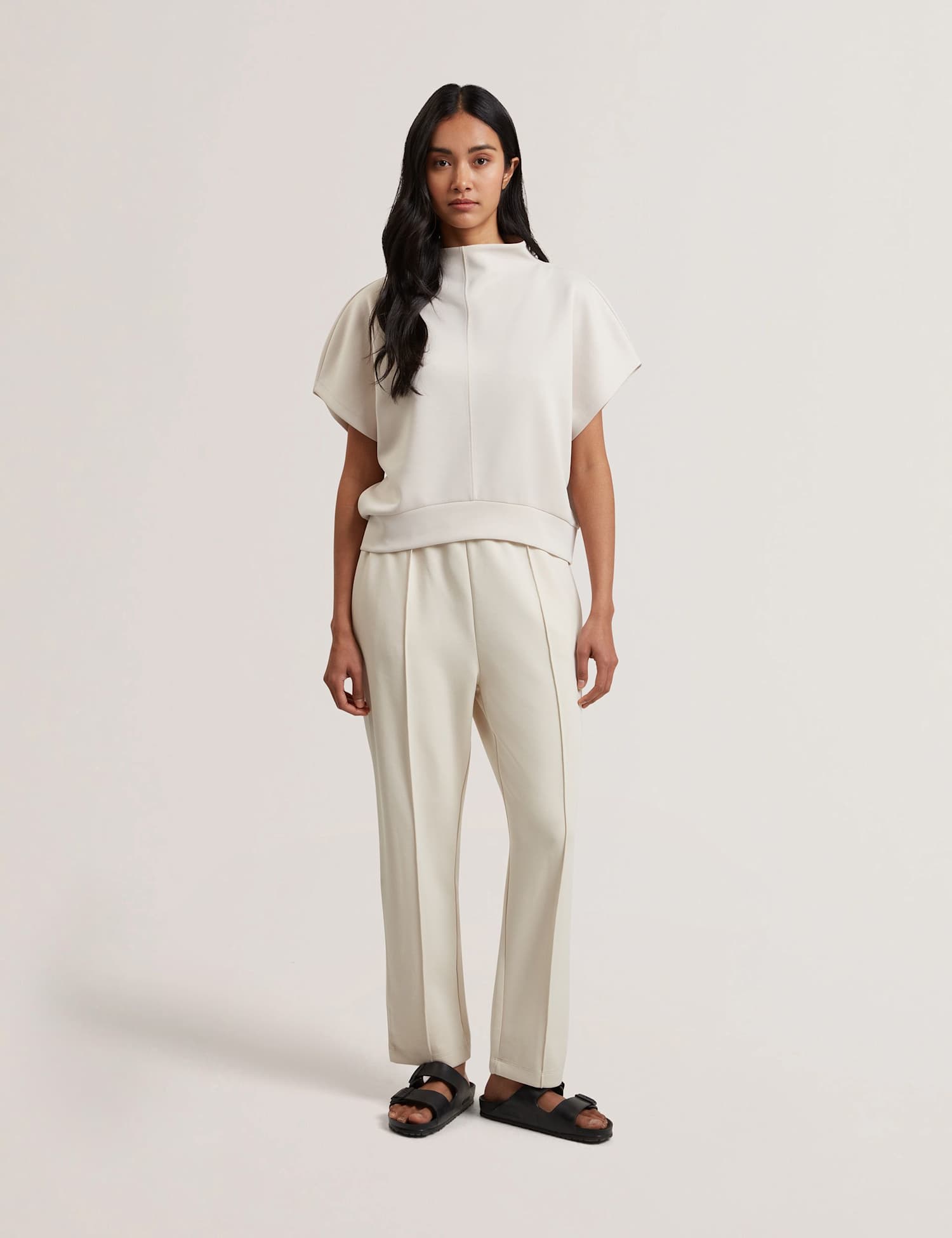 Ted Baker Cupro Blend Funnel Neck Sweatshirt Ivory