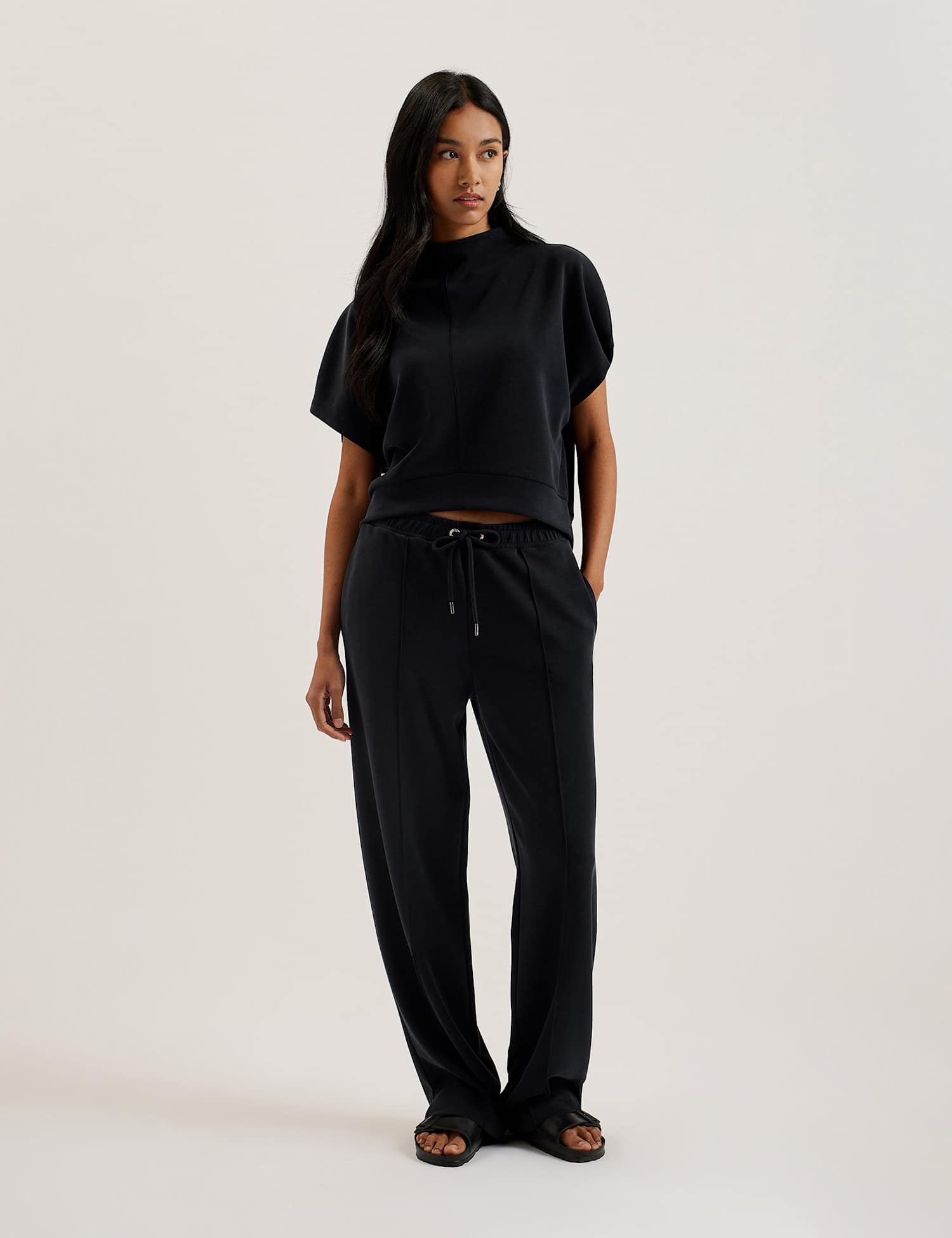 Ted Baker Cupro Blend Funnel Neck Sweatshirt Black