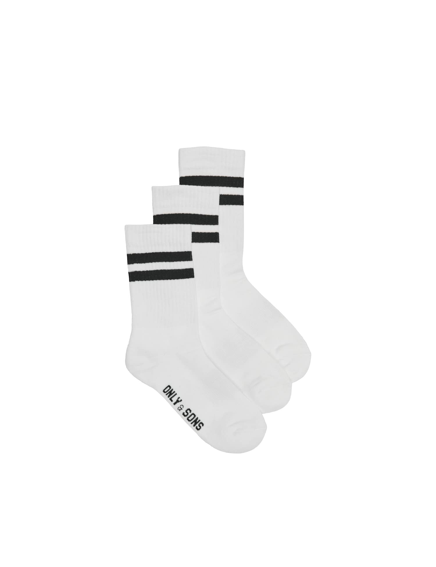 ONLY & SONS 3 Pack Striped Cotton Rich Socks White Mix