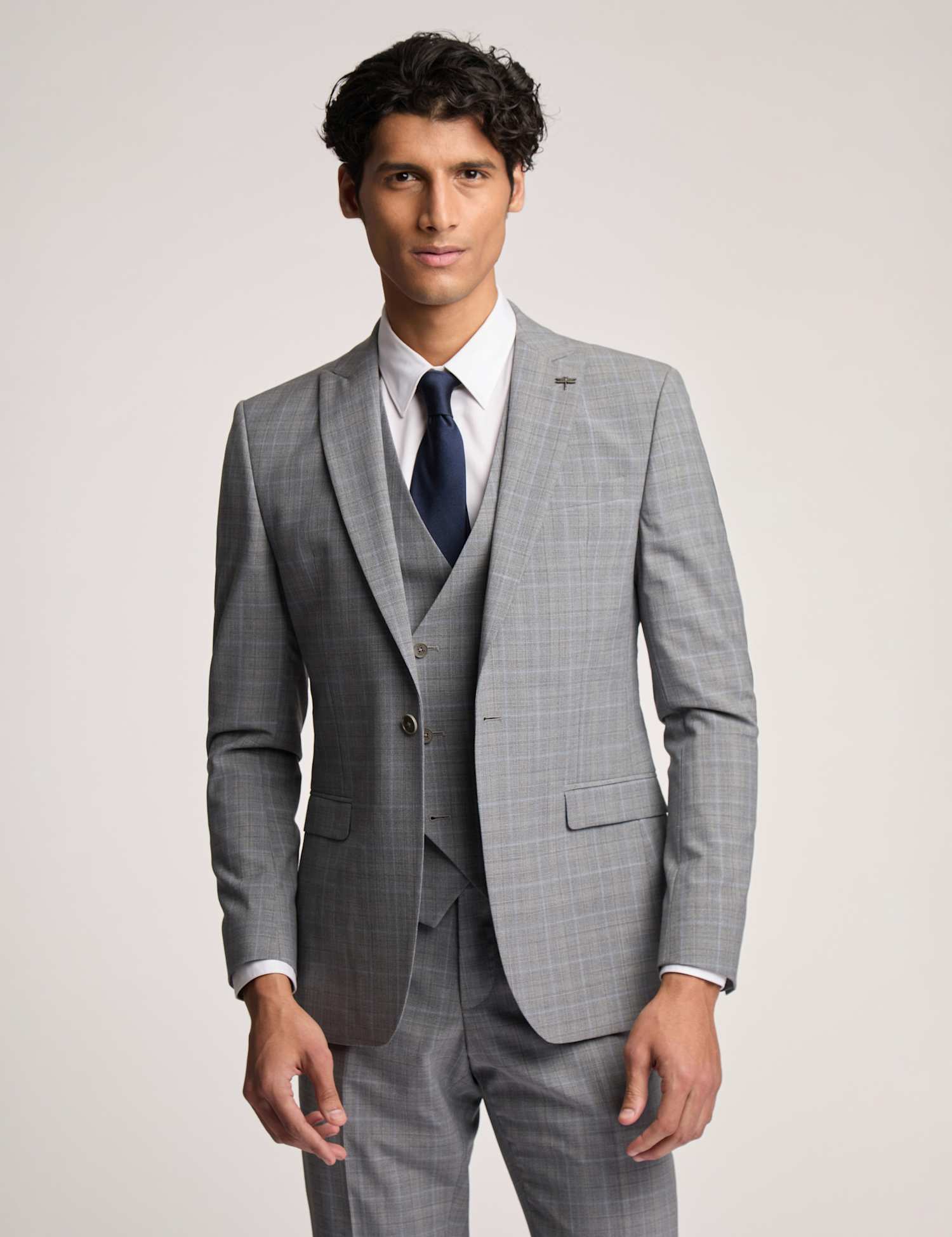 Ted Baker Slim Fit Wool Rich Check Suit Jacket Grey Mix