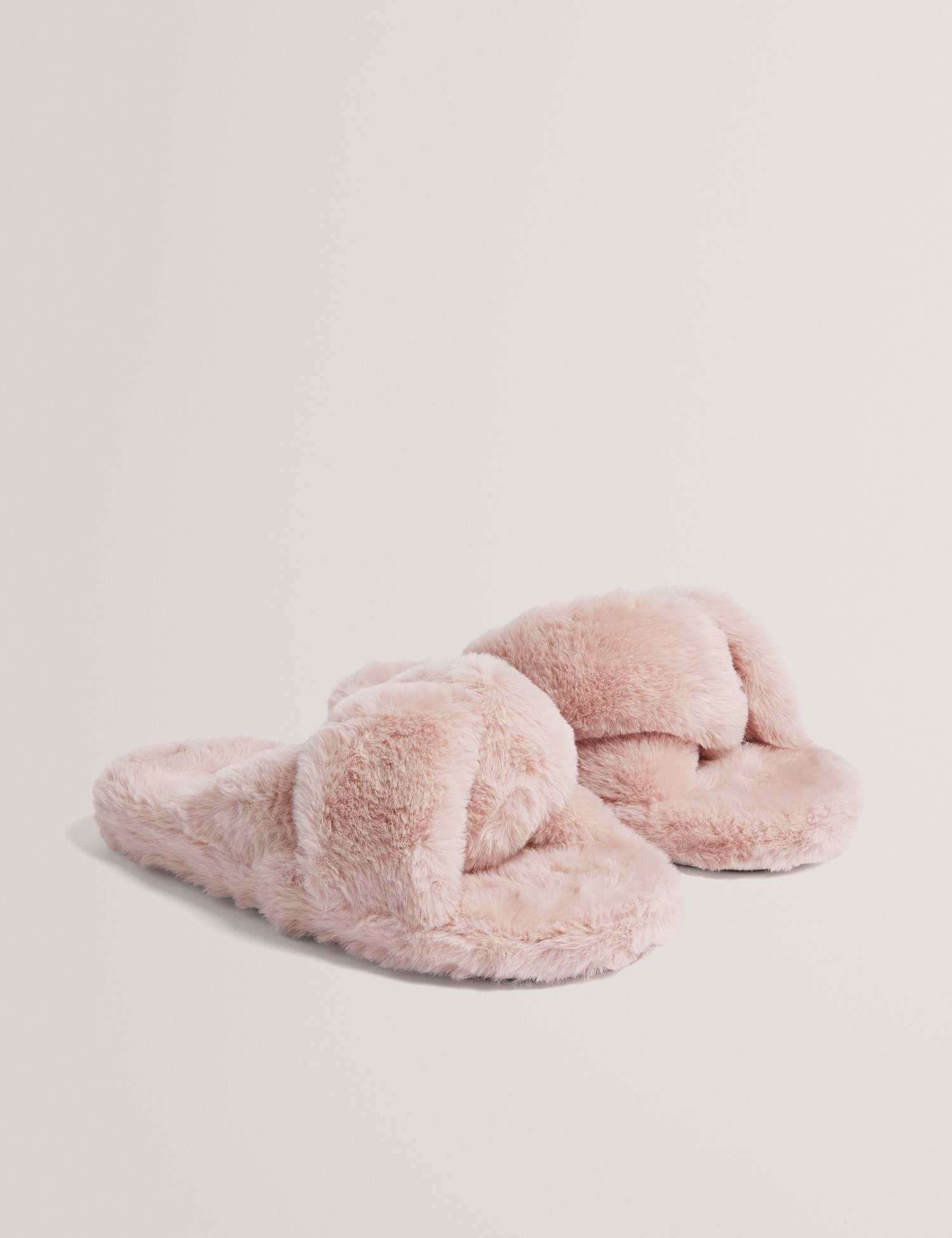 Ted Baker Faux Fur Slider Slippers Light Pink