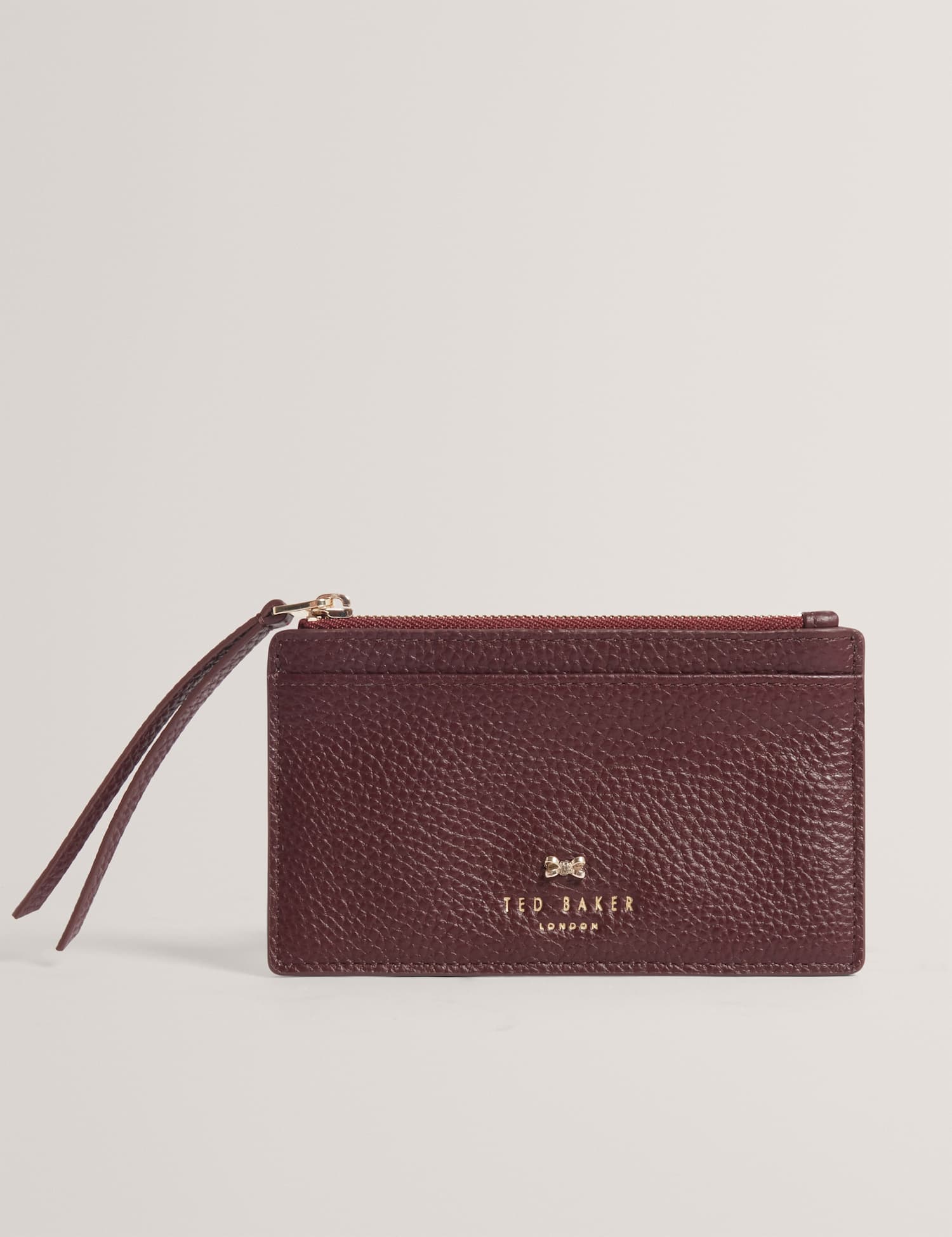 Ted Baker Leather Bow Detail Zip Card Holder Dark Red