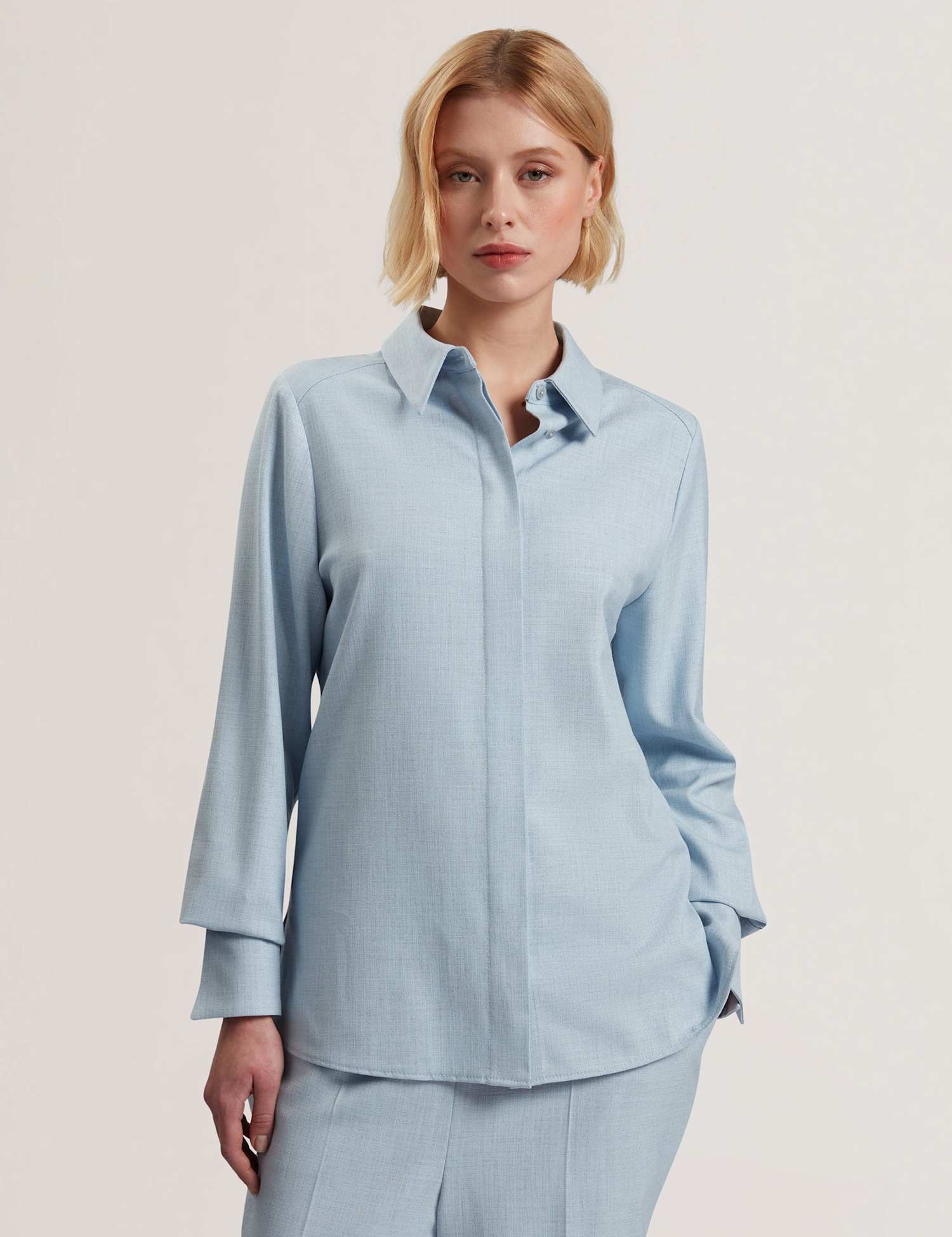 Ted Baker Longline Collared Shirt Light Blue