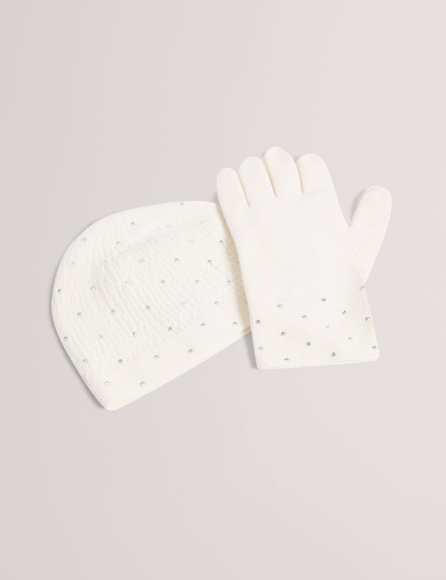 Ted Baker Diamant� Knitted Hat and Gloves Set Ivory