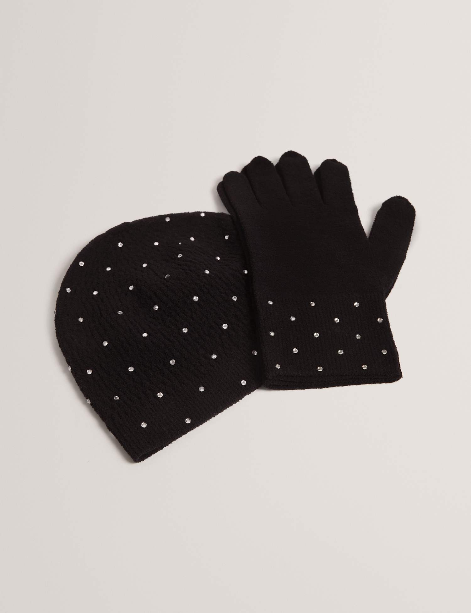 Ted Baker Diamant� Knitted Hat and Gloves Set Black