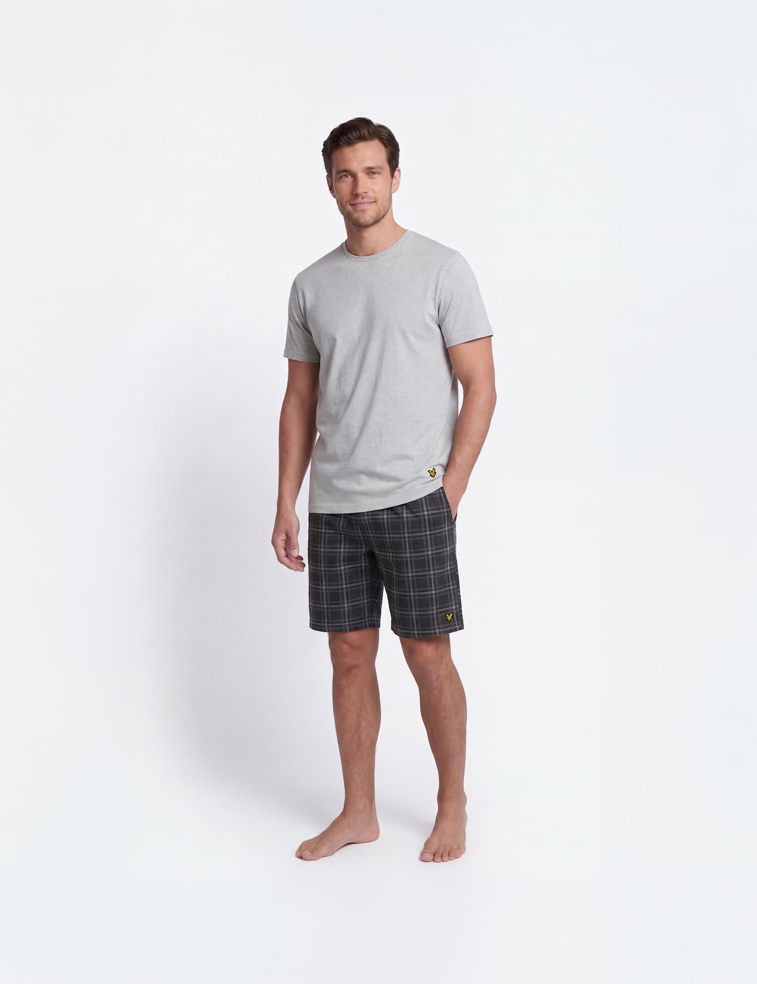 Lyle & Scott Cotton Rich Checked Loungewear Set Grey