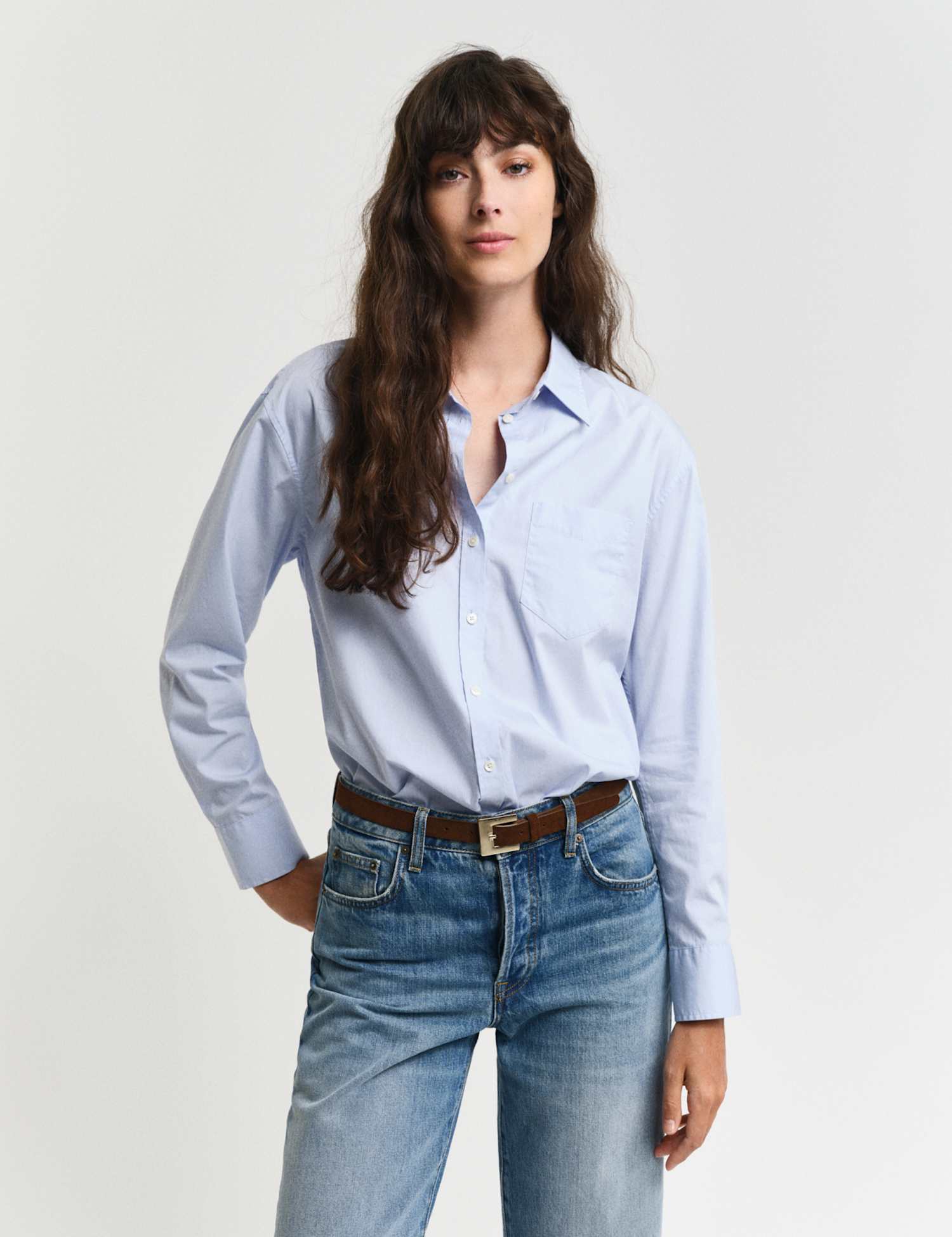 GANT Cotton Rich Relaxed Shirt Light Blue