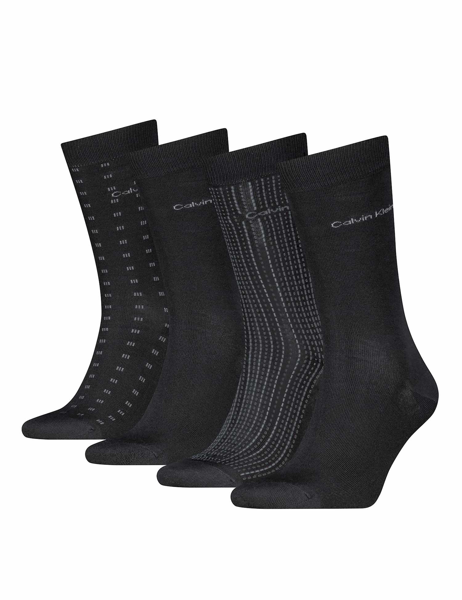 Calvin Klein 4 Pack Cotton Rich Patterned Socks Gift Set Black