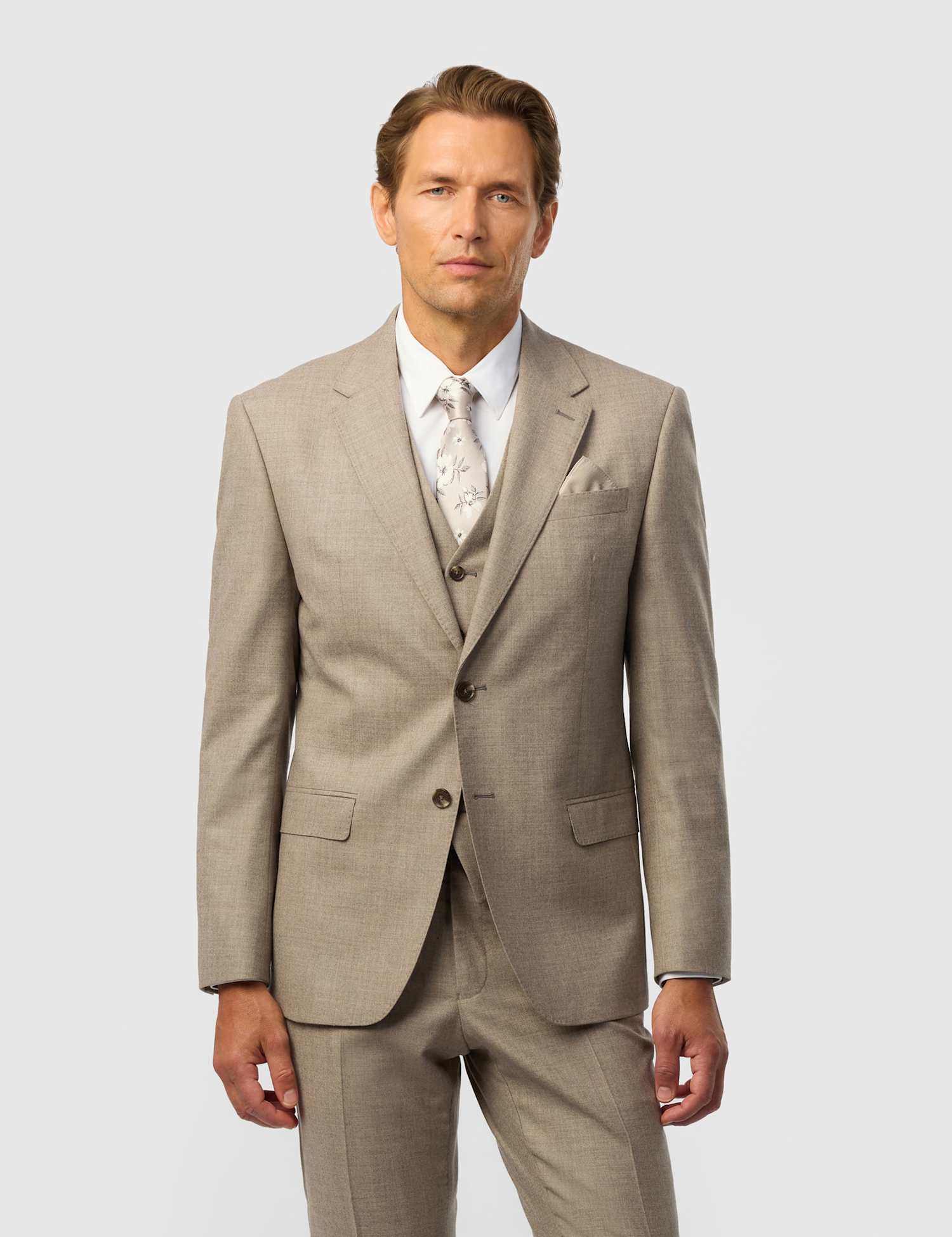 Ted Baker Slim Fit Wool Rich Stretch Flannel Suit Jacket Oatmeal