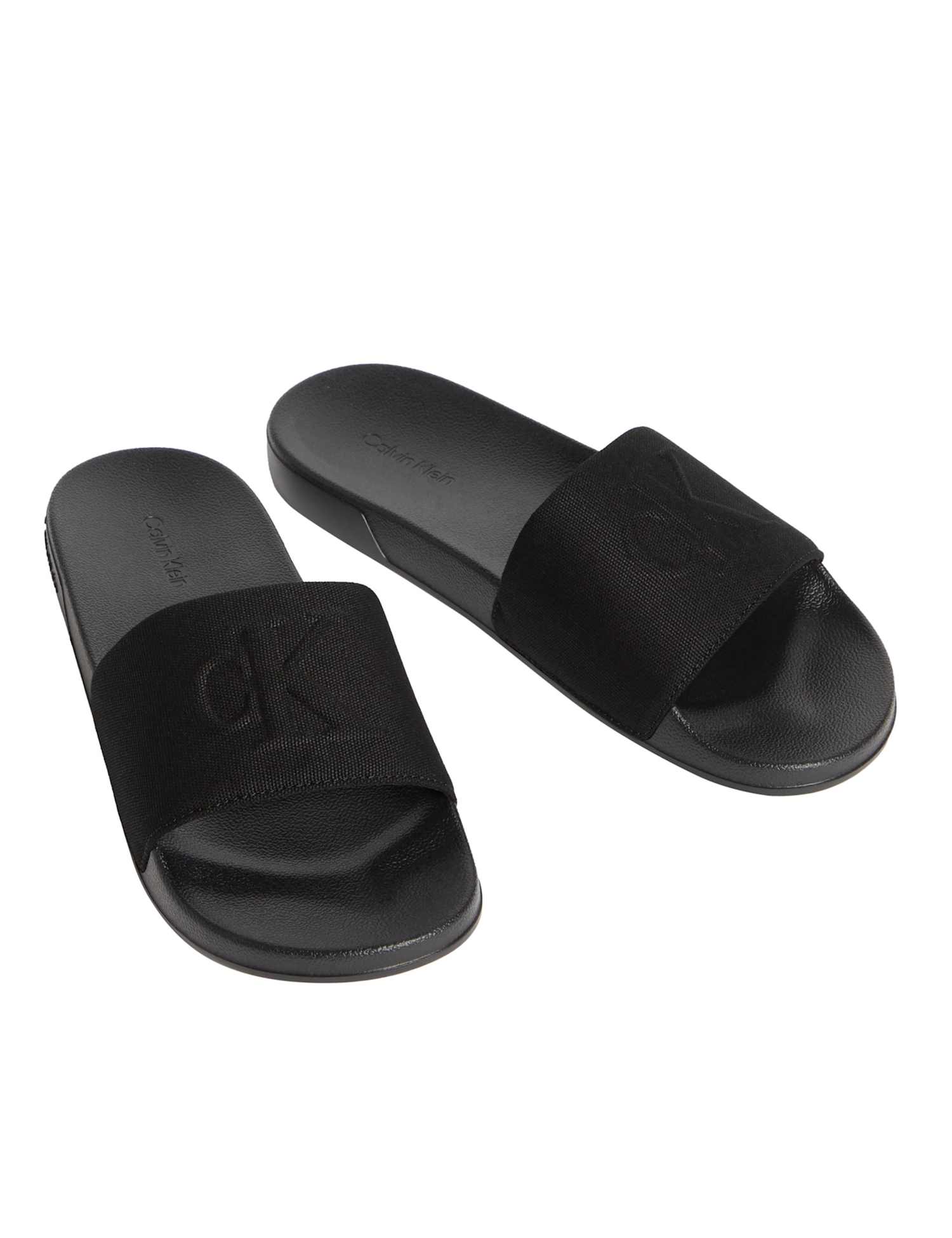 Calvin Klein Canvas Contoured Logo Sliders Black
