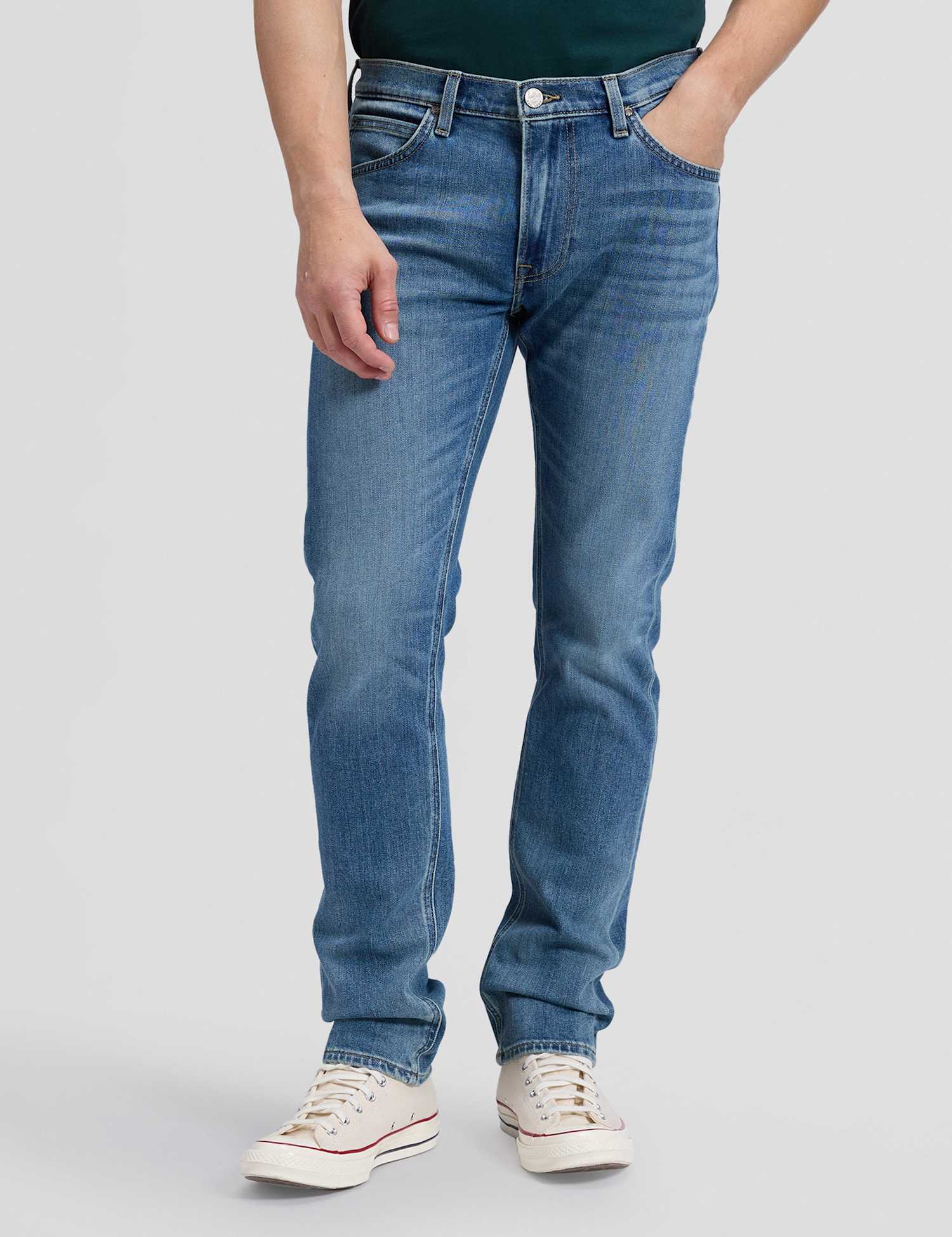 Lee Daren Regular Fit Vintage Wash Stretch Jeans Blue Denim