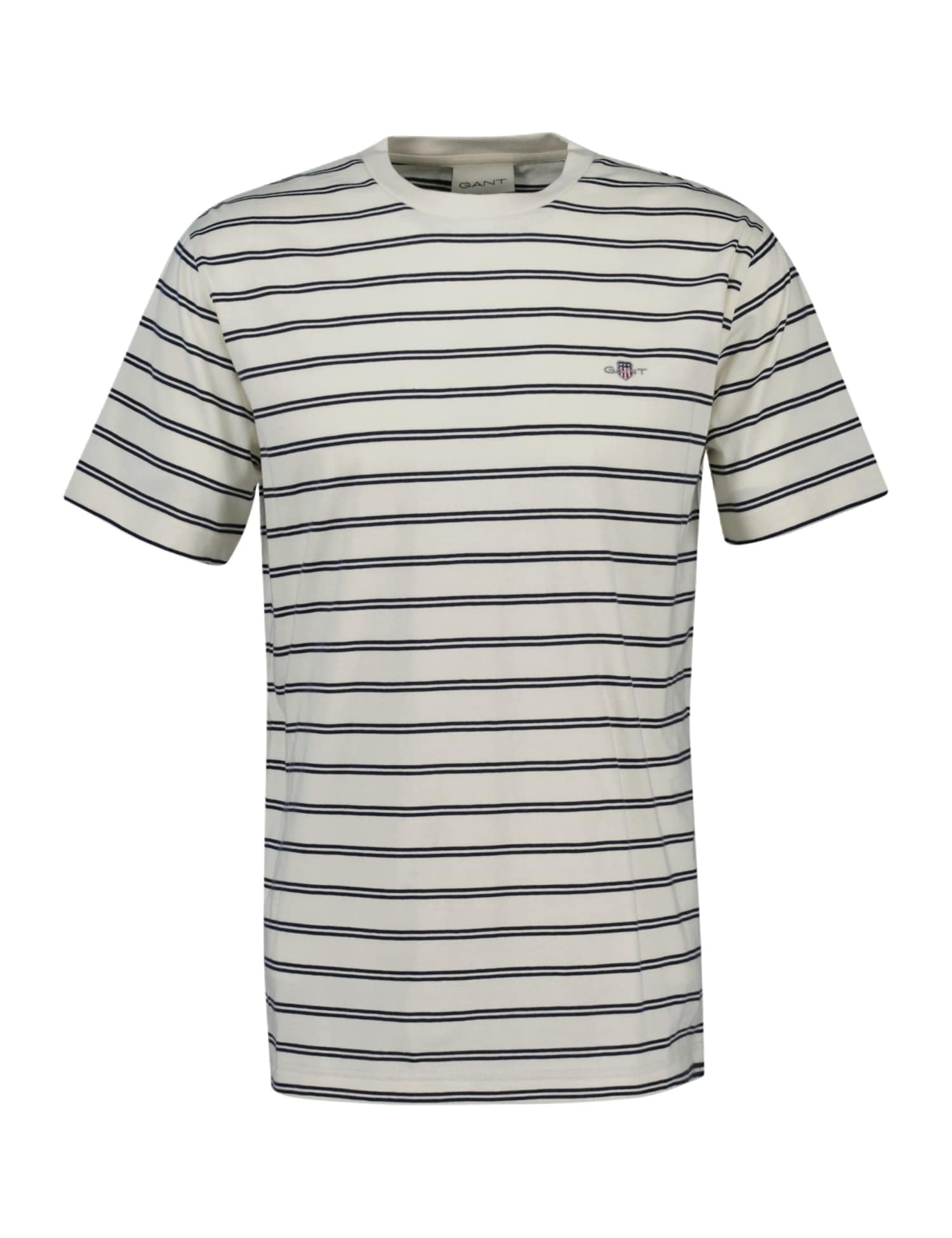 GANT Pure Cotton Striped Crew Neck T-Shirt White Mix