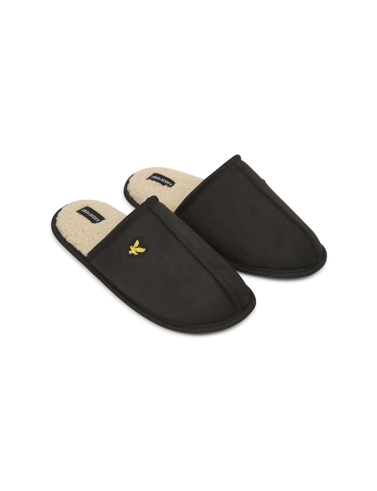 Lyle & Scott Faux Suede Mule Slippers Black