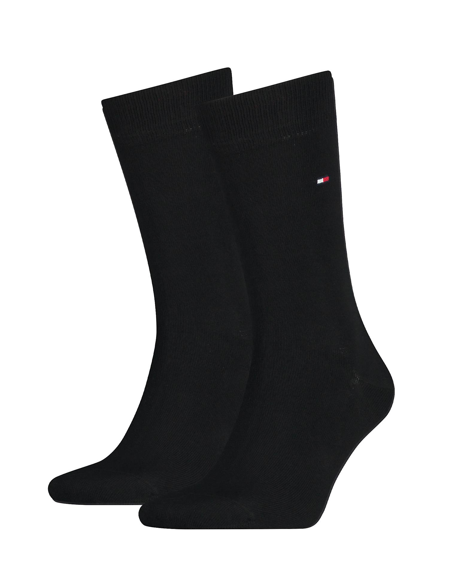Tommy Hilfiger 2 Pack Embroidered Logo Cotton Rich Socks Black