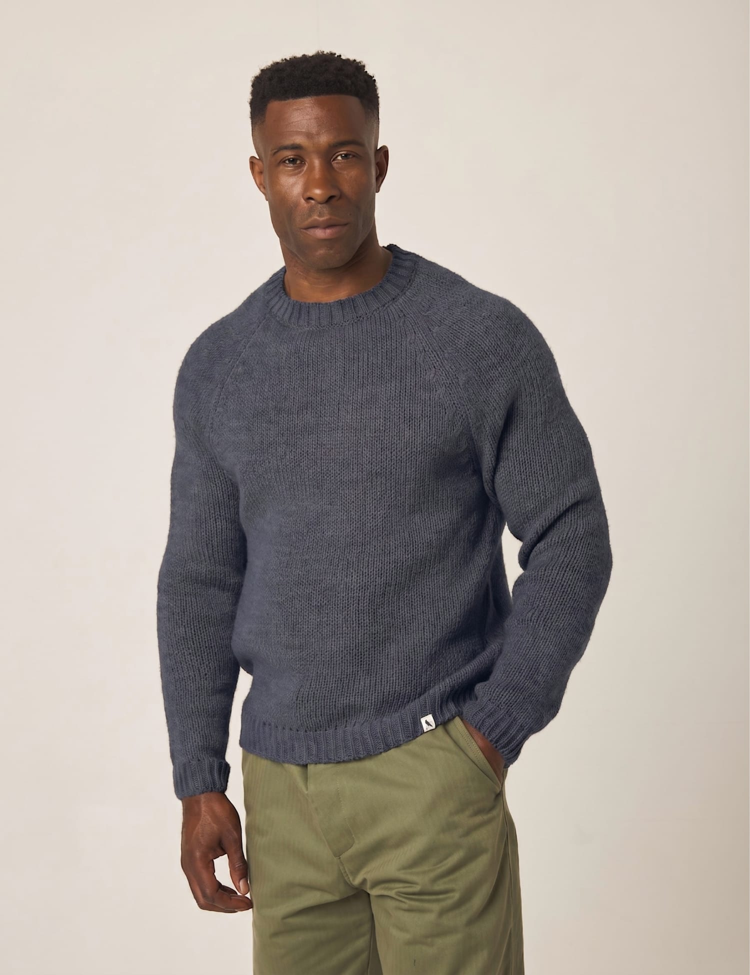 Peregrine Pure Wool Crew Neck Jumper Light Blue Mix