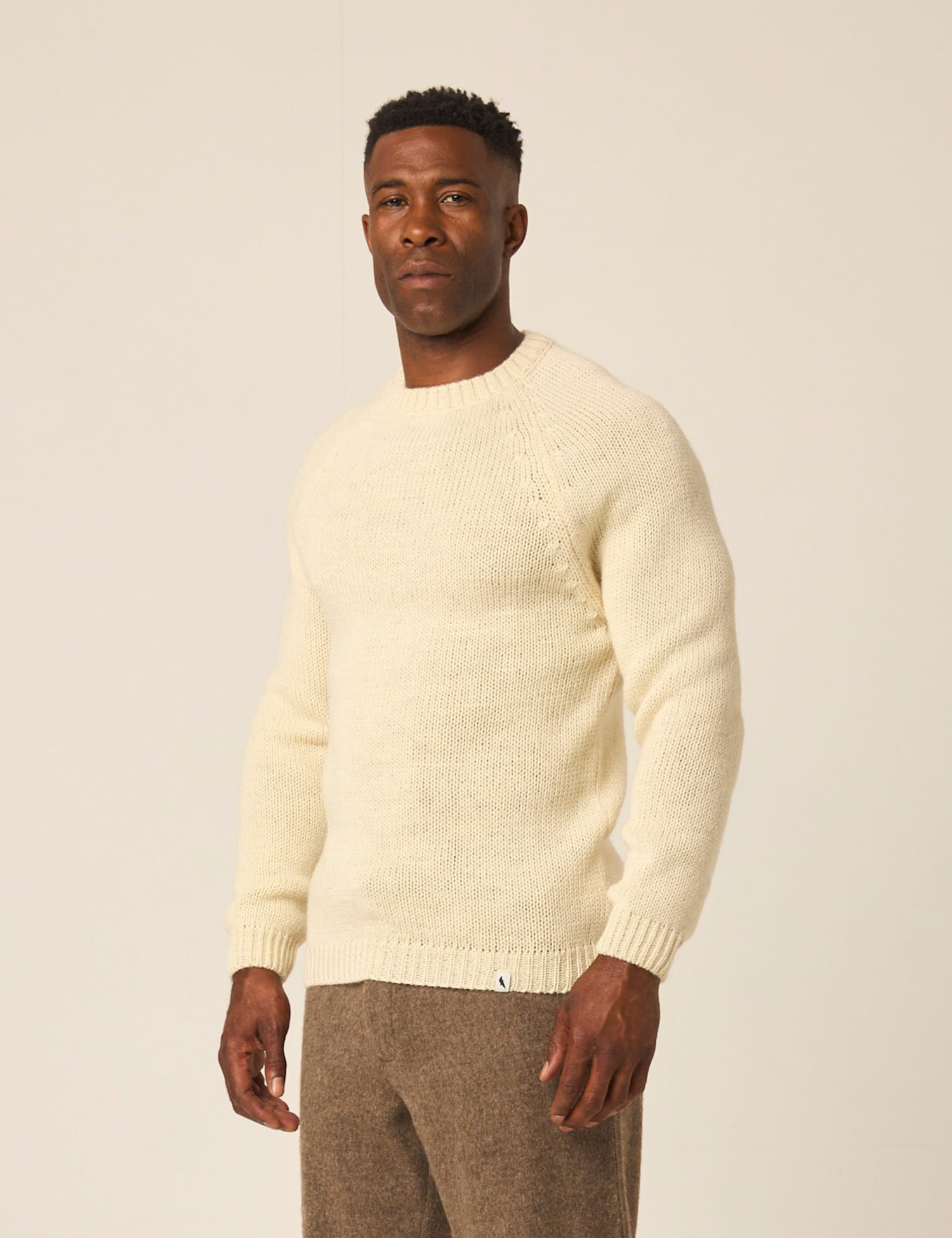 Peregrine Pure Wool Crew Neck Jumper Cream Mix
