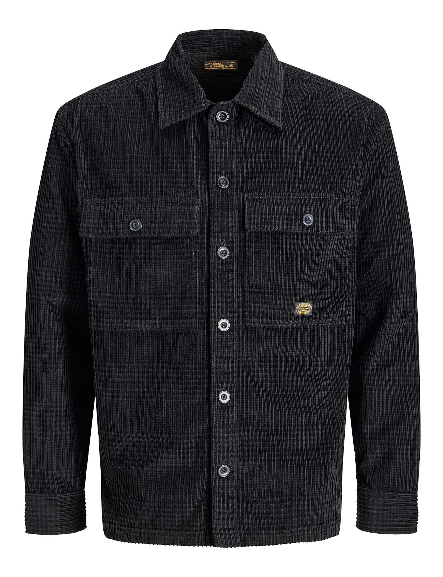 JACK & JONES Pure Cotton Cord Overshirt Black