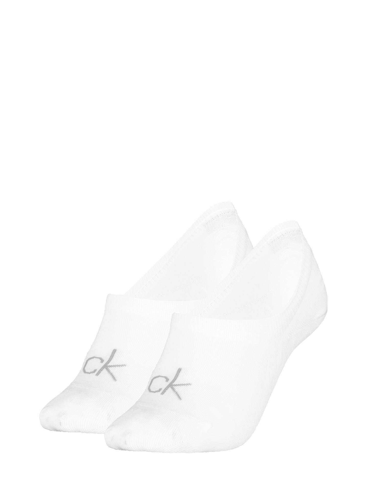 Calvin Klein 2 Pack Cotton Rich Monogram Logo Footsies White