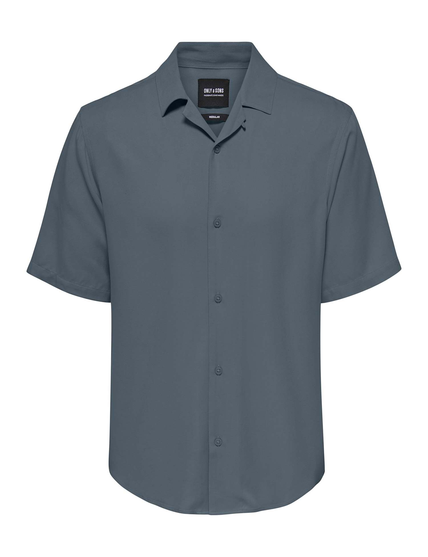 ONLY & SONS Regular Fit Easy Iron Cuban Collar Shirt Blue