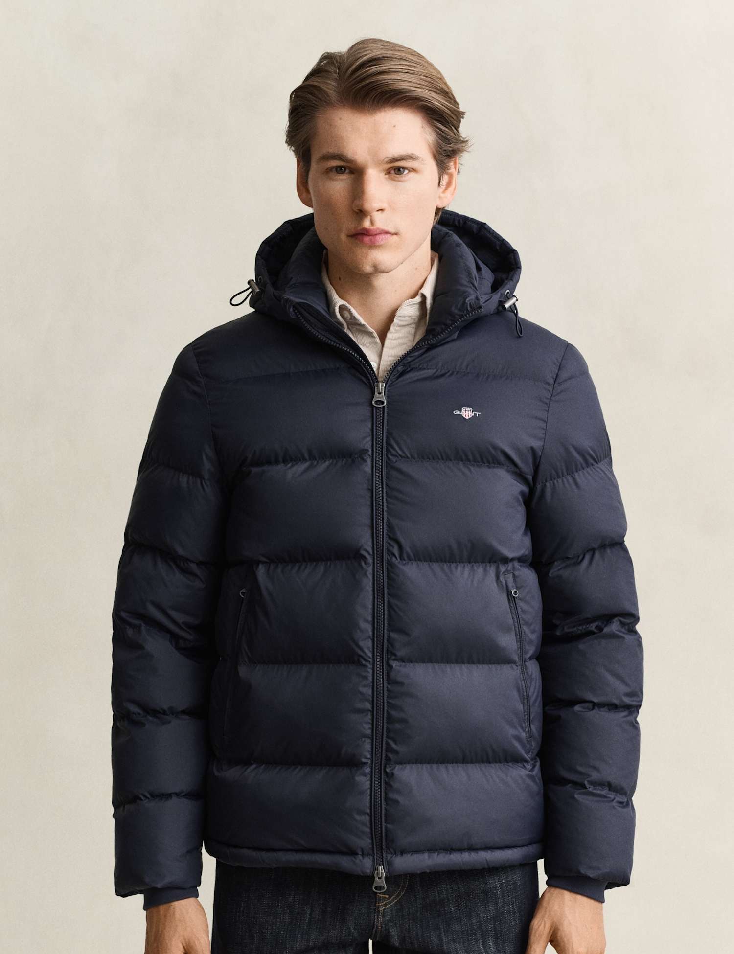 GANT Padded Hooded Zip Up Puffer Jacket Navy