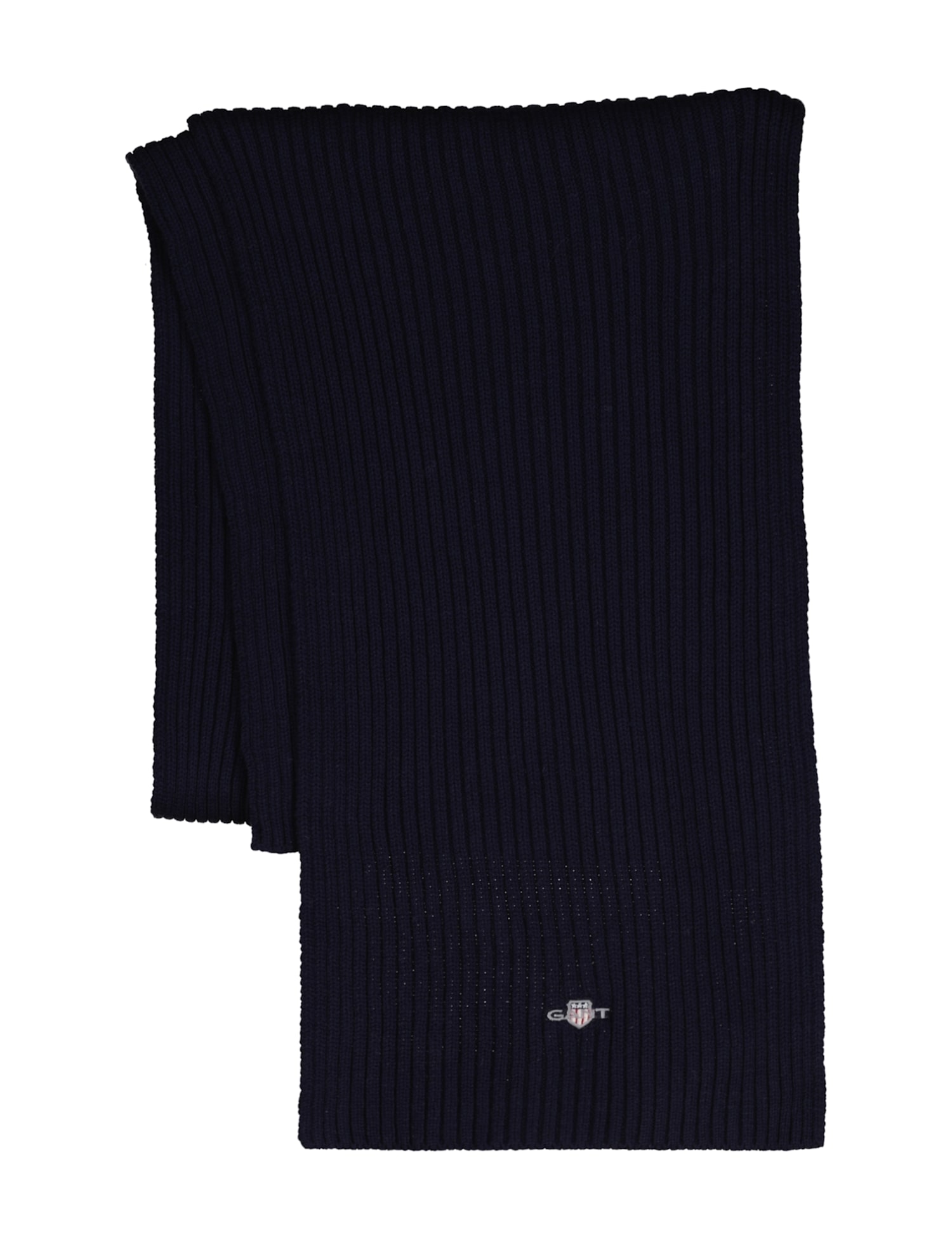 GANT Cotton Rich Logo Scarf with Wool Navy