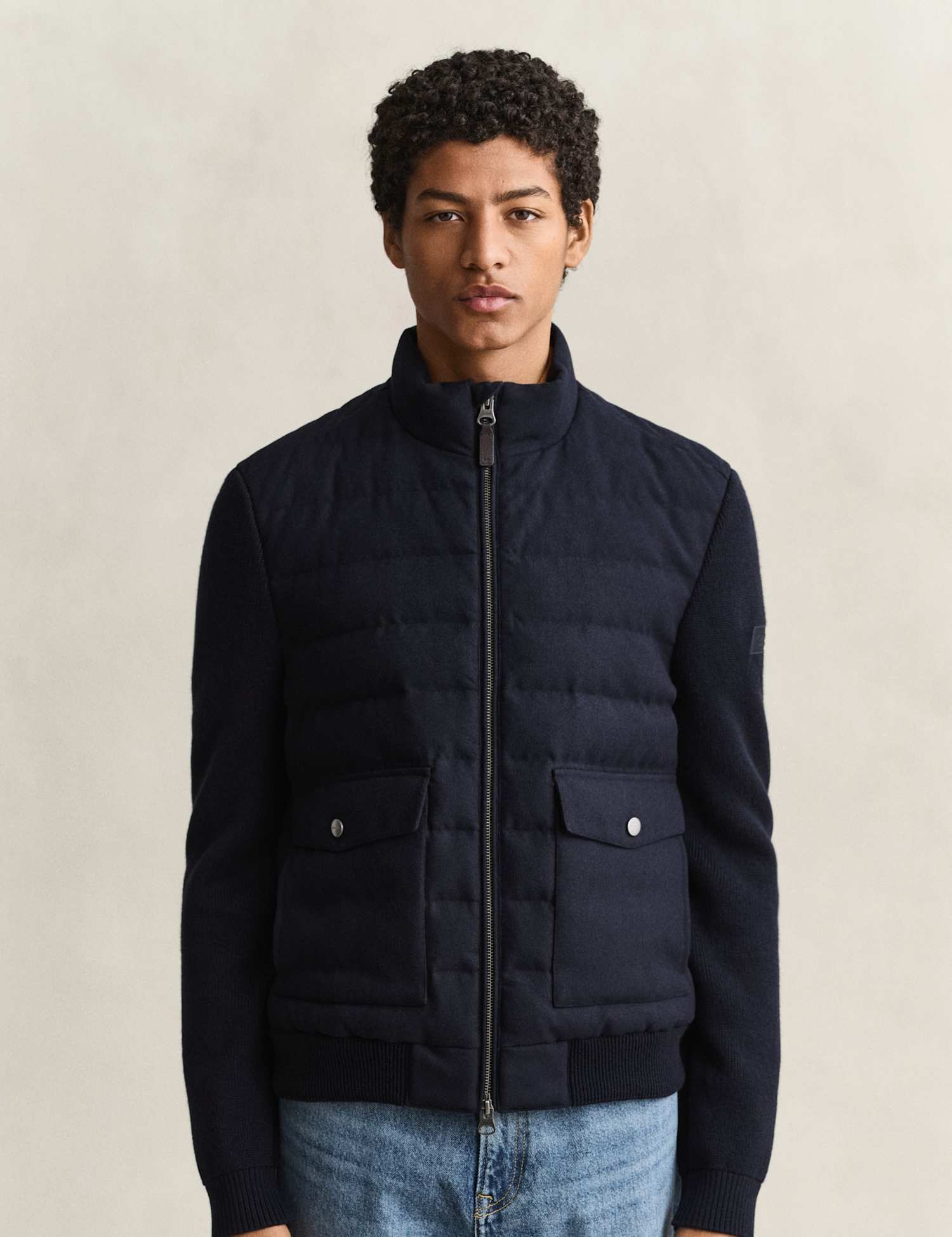 GANT Wool Blend Padded Bomber Jacket Navy