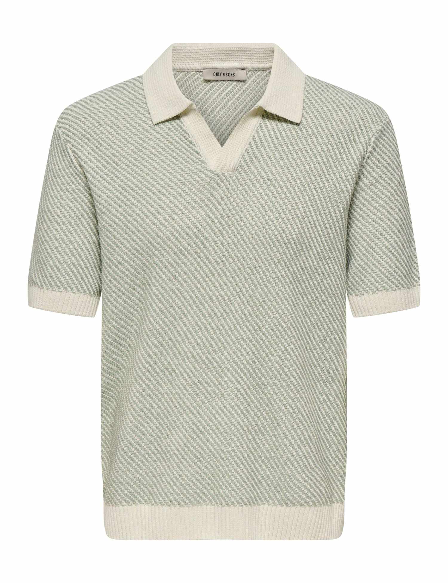 ONLY & SONS Cotton Rich Textured Knitted Polo Shirt Green