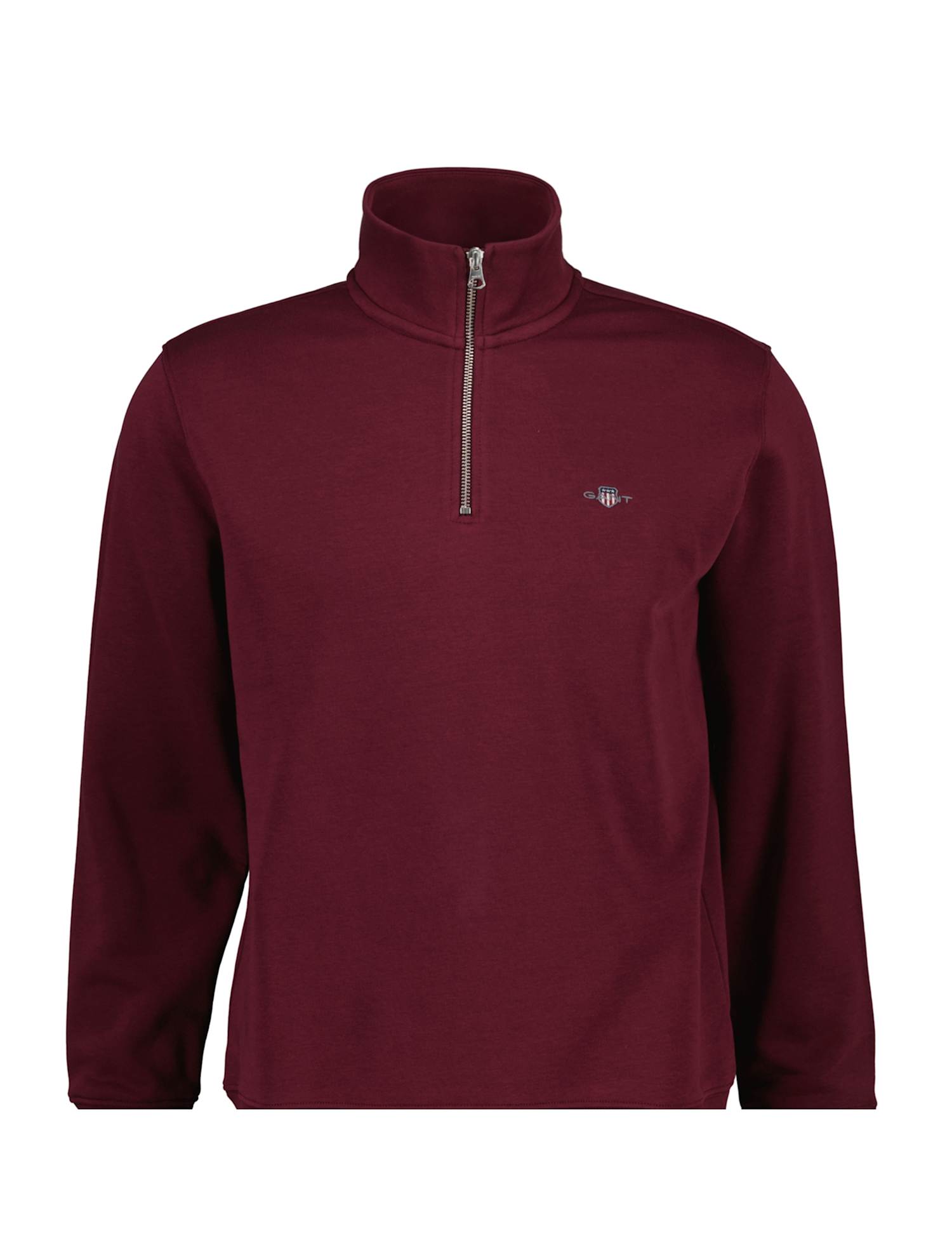 GANT Cotton Rich Funnel Neck Half Zip Sweatshirt Burgundy