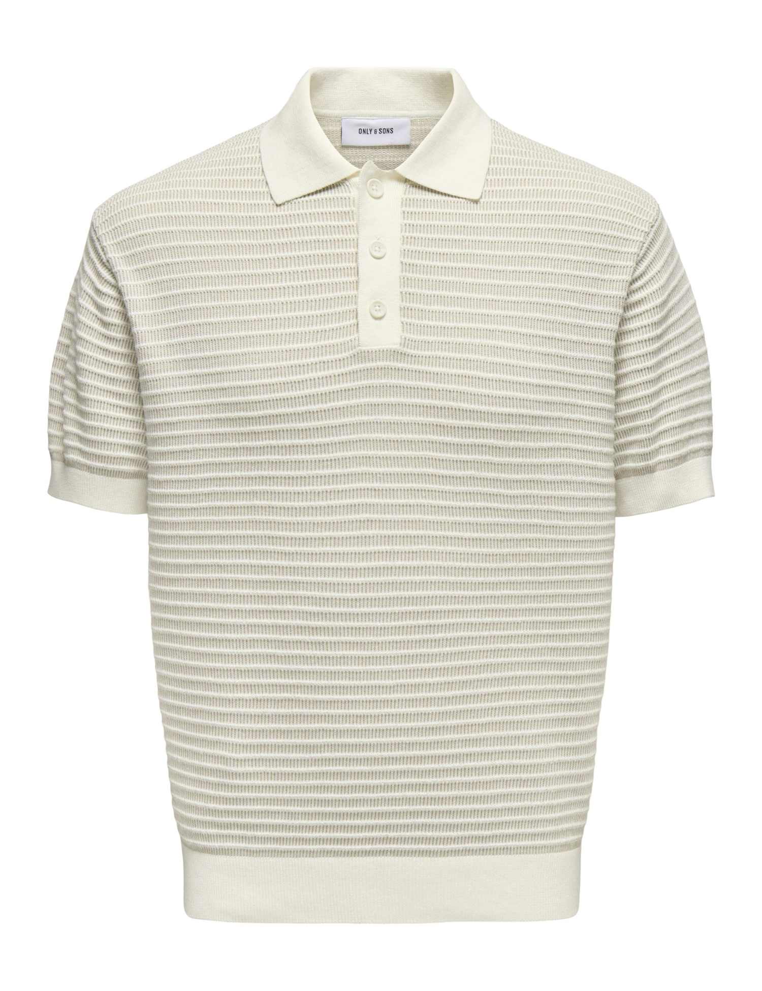 ONLY & SONS Pure Cotton Knitted Polo Shirt Stone
