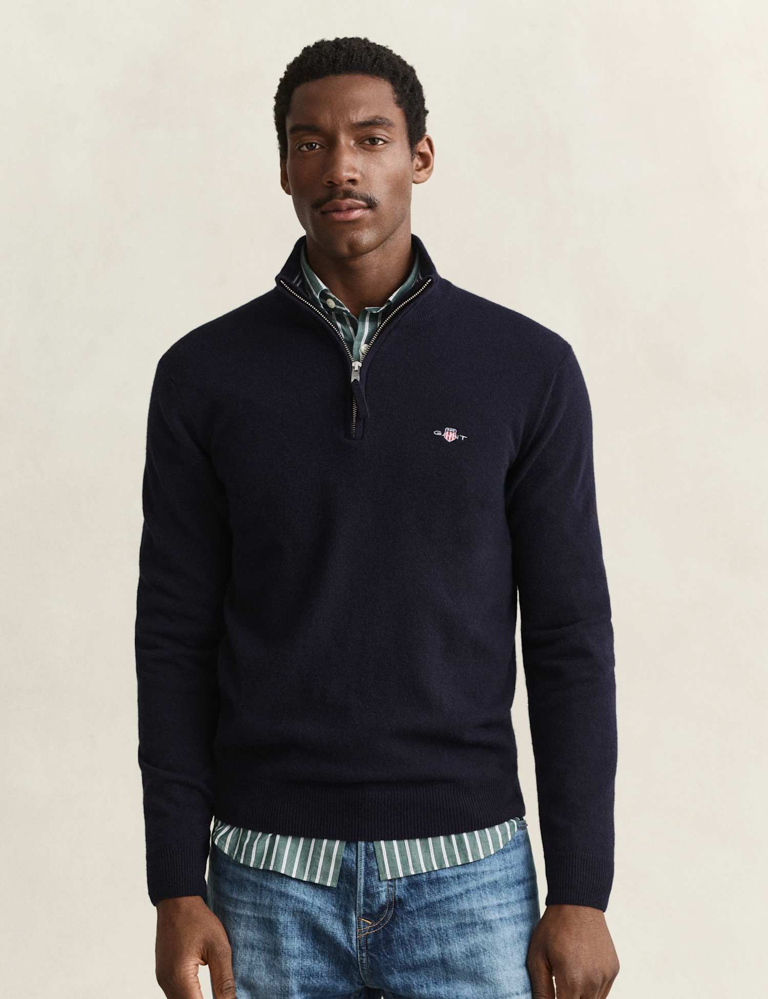 GANT Superfine Pure Italian Lambswool Jumper Navy